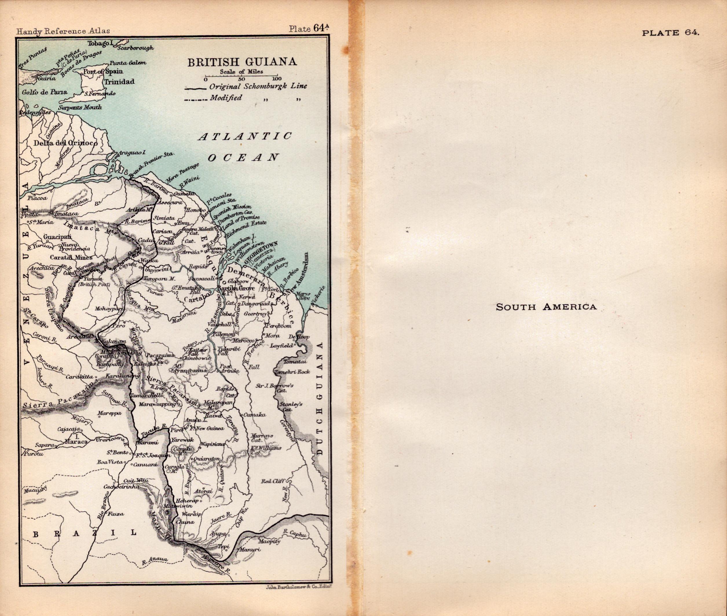 South America  Double Sided Victorian Antique 1898 Map.