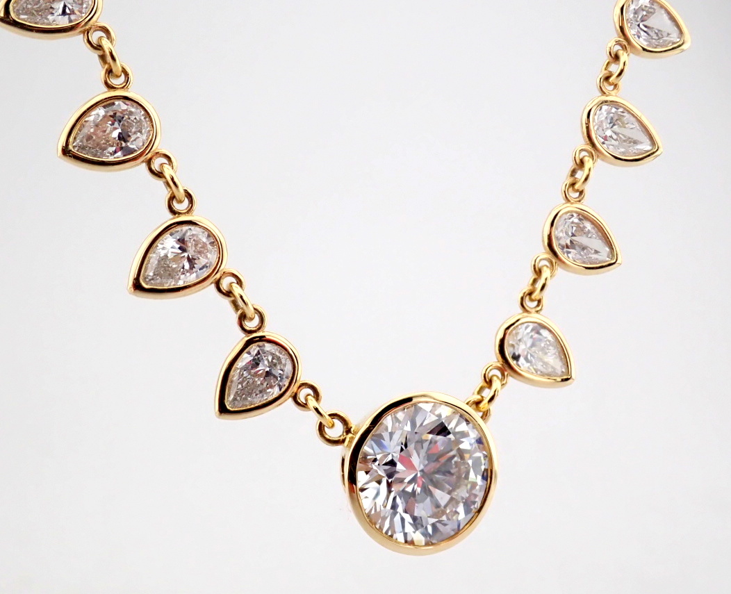 Round Cut Lab-Grown Diamond Necklace - 12.83 Total Carat (IGI Certified)