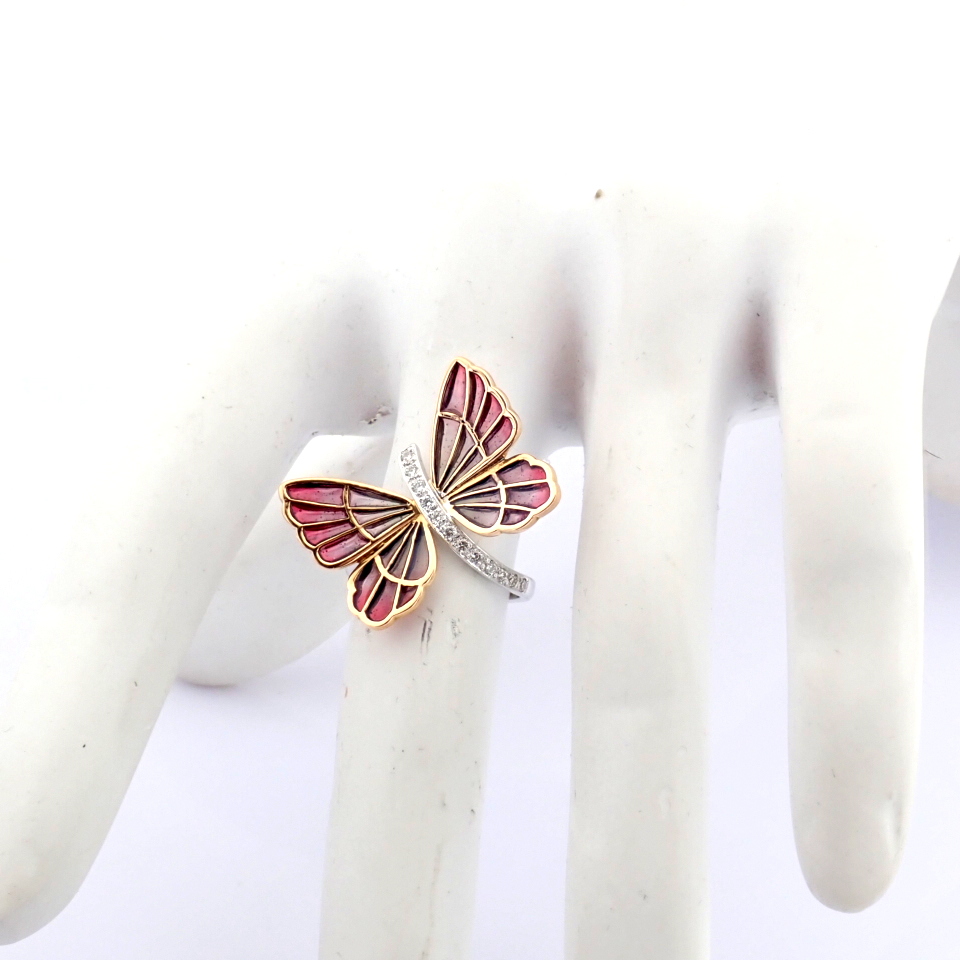 Natural Diamond 18K Rose & White Gold Ring