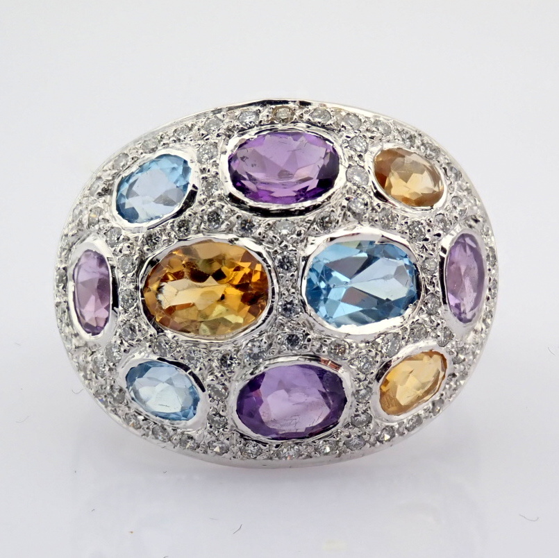 Natural Diamond 18K White Gold Ring