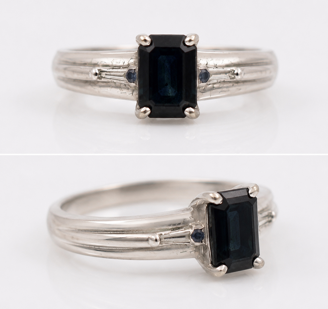 Emerald Cut Tourmaline 14ct White Gold Ring