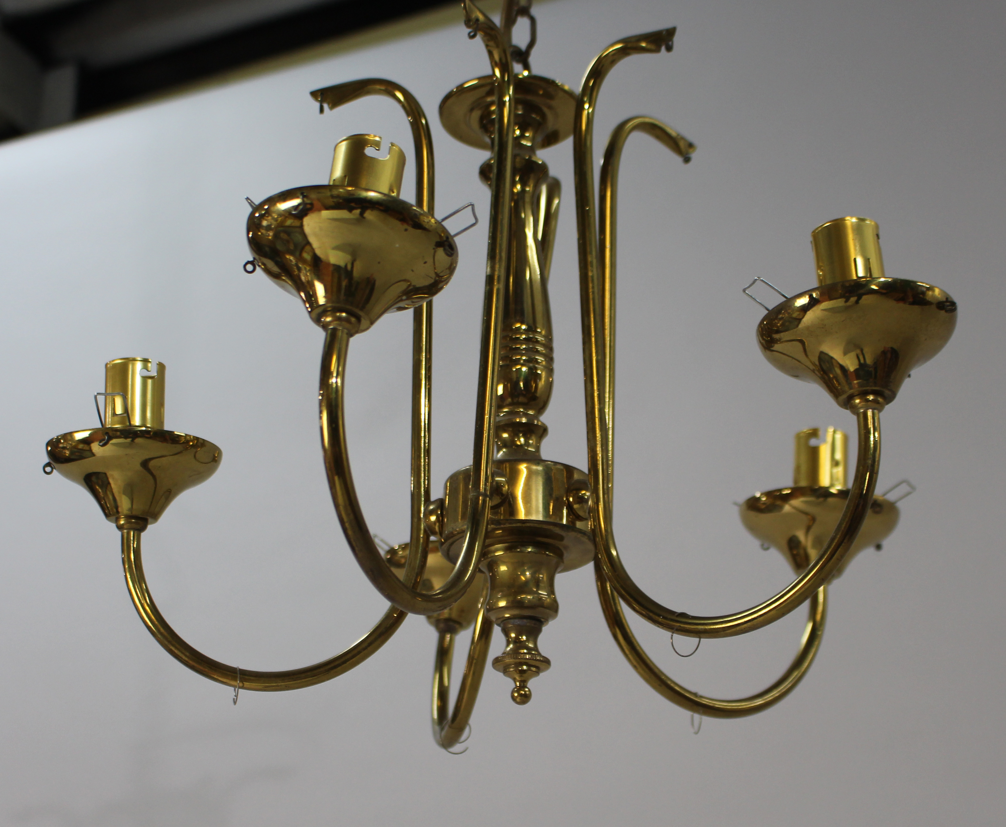Vintage Five Light Brass Chandelier