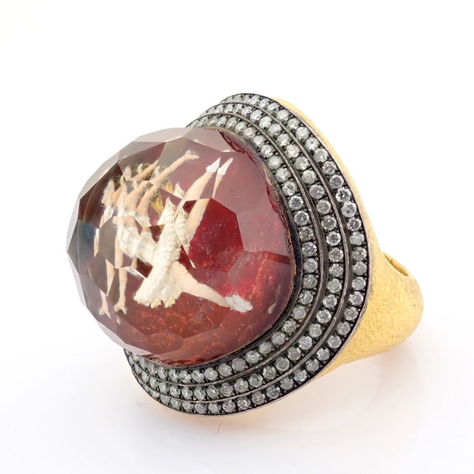 Natural Diamond 24K Yellow Gold Ring