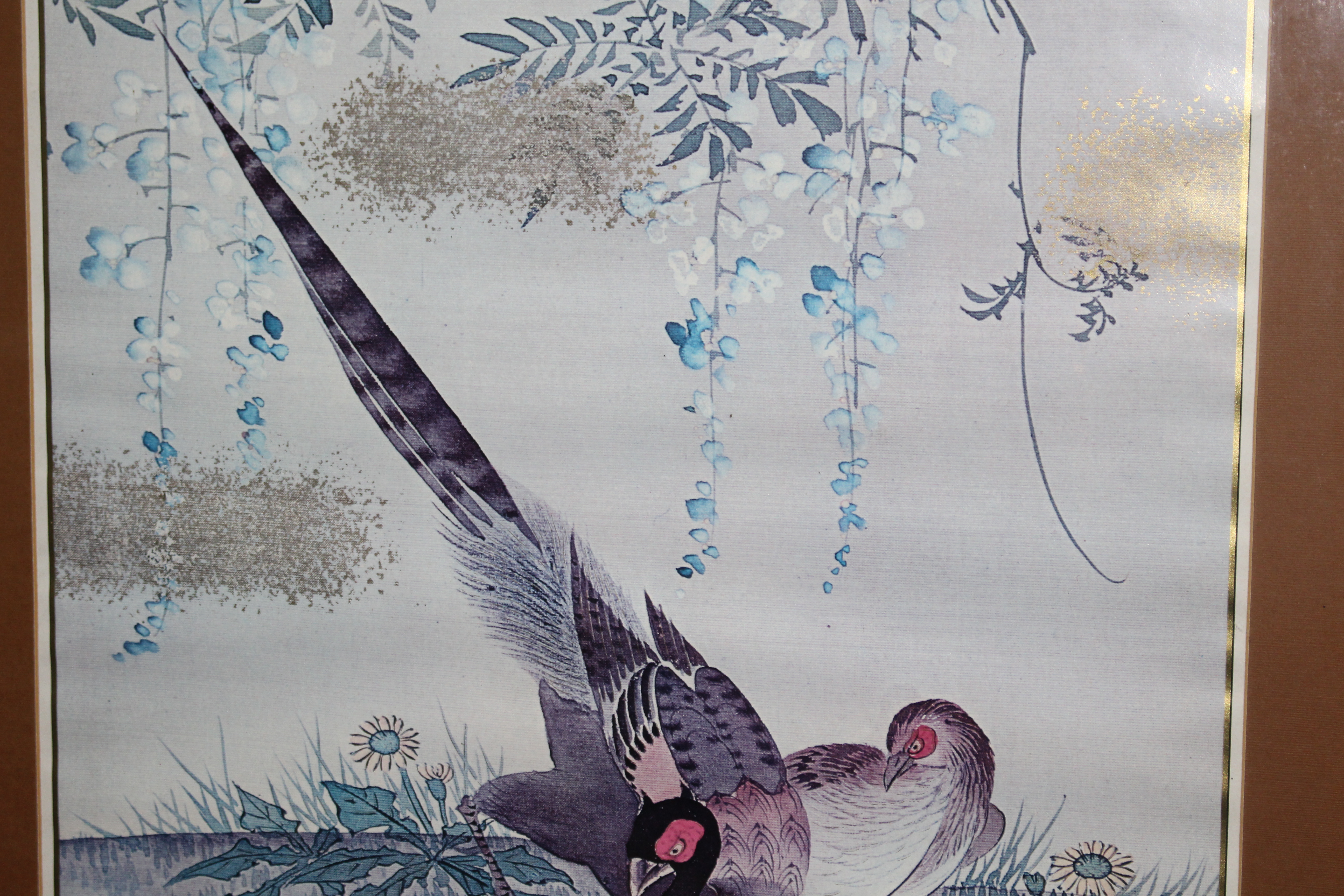 Print of Oriental Style Game Birds Set in Frame