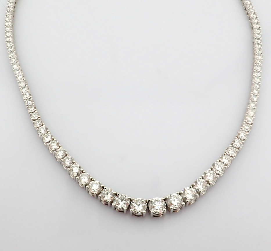 Round Cut Lab-Grown Diamond Tennis Necklace - 16.9 Total Carat (MDI Certified)