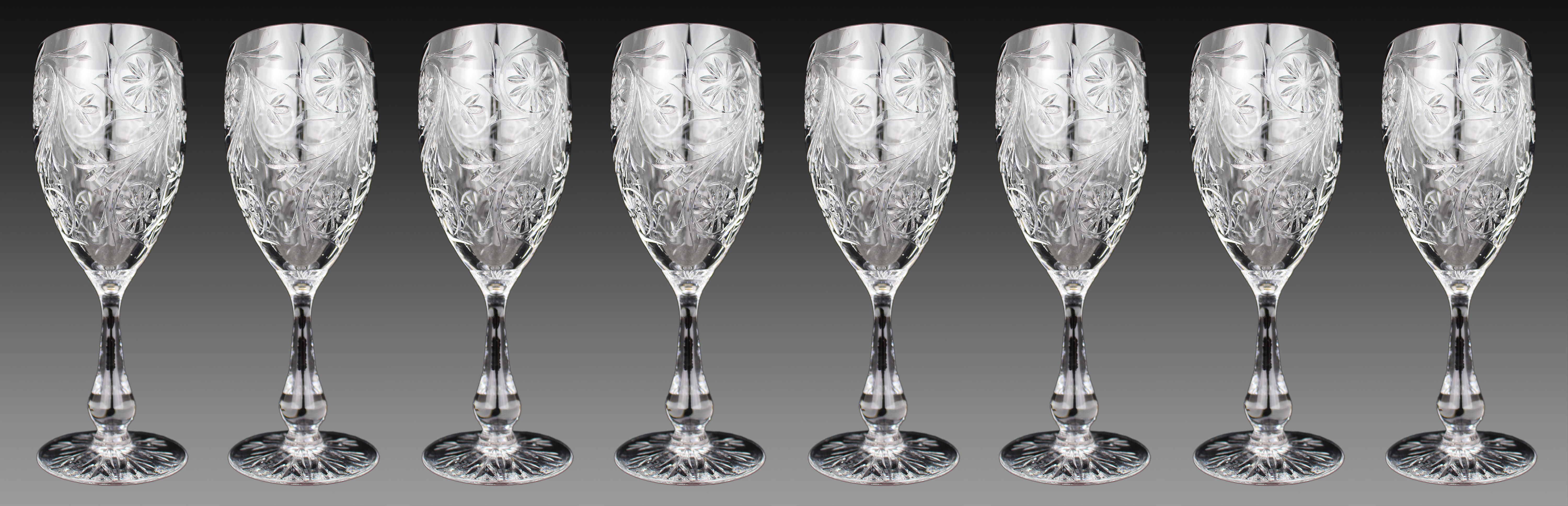 Set of 8 Tudor Crystal "Catherine of Aragon" Wine Glasses