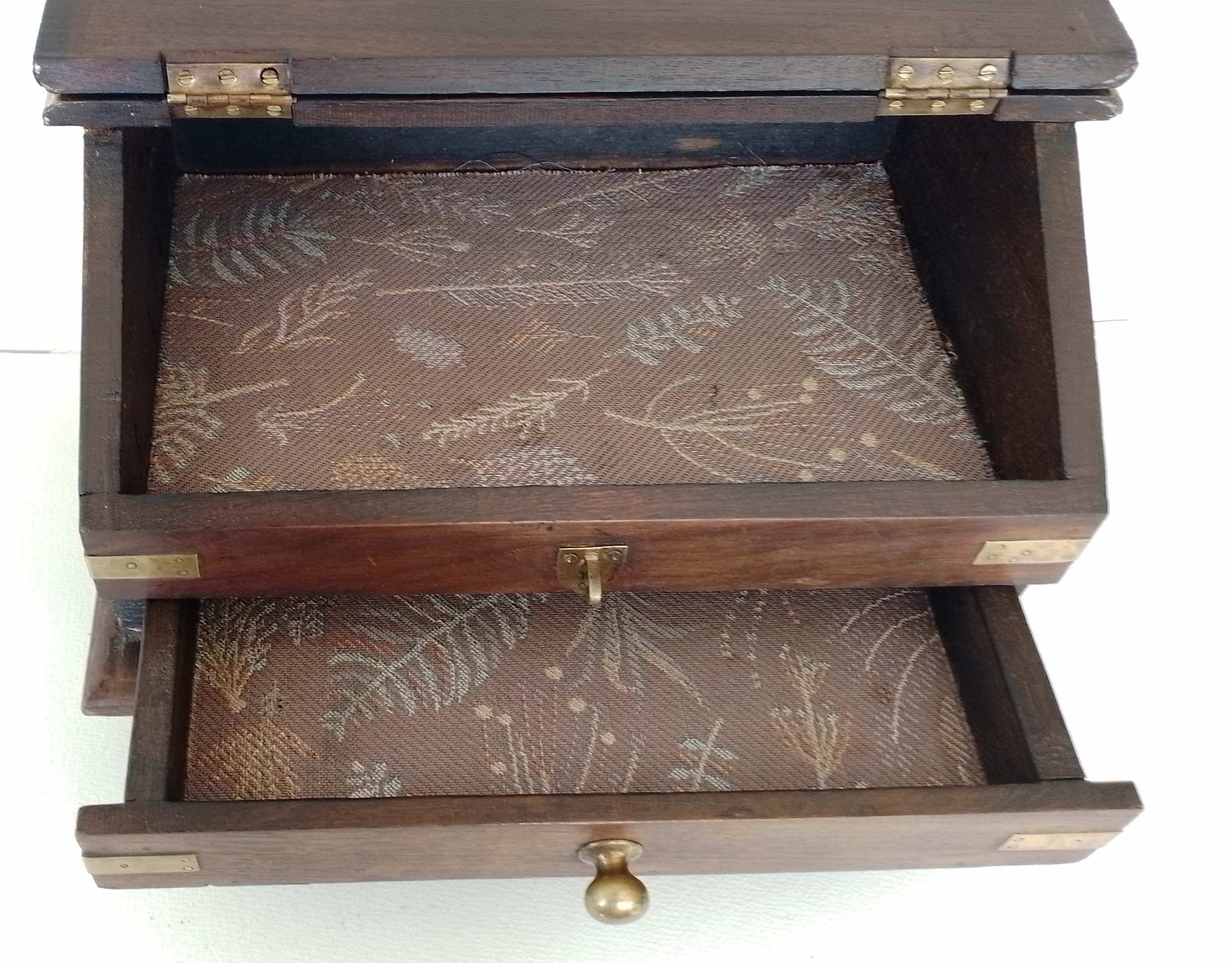 Wood and Brass Desk Tidier