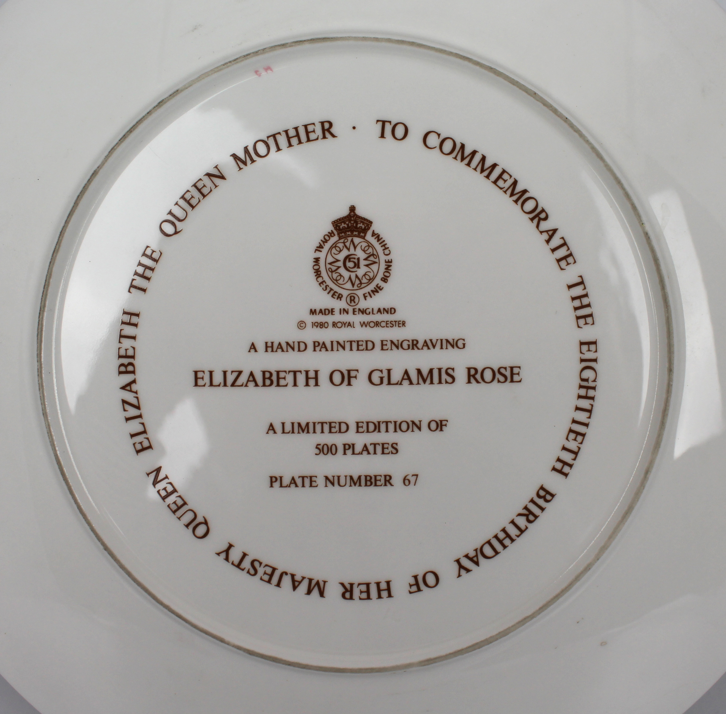 Royal Worcester Elizabeth of Glamis Rose Plate