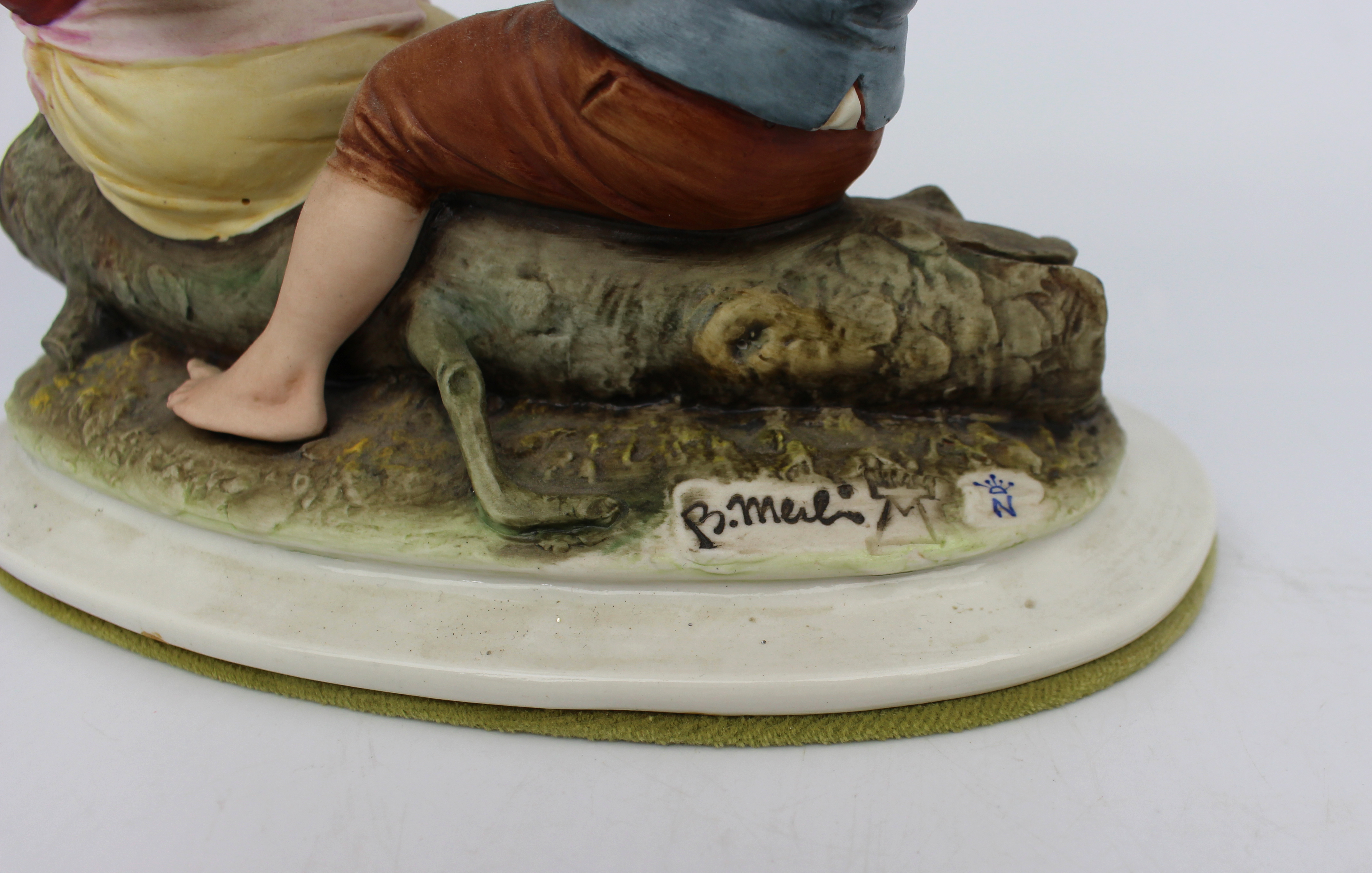 Capodimonte Figurine Girl & Boy with Clown Mask by Merli