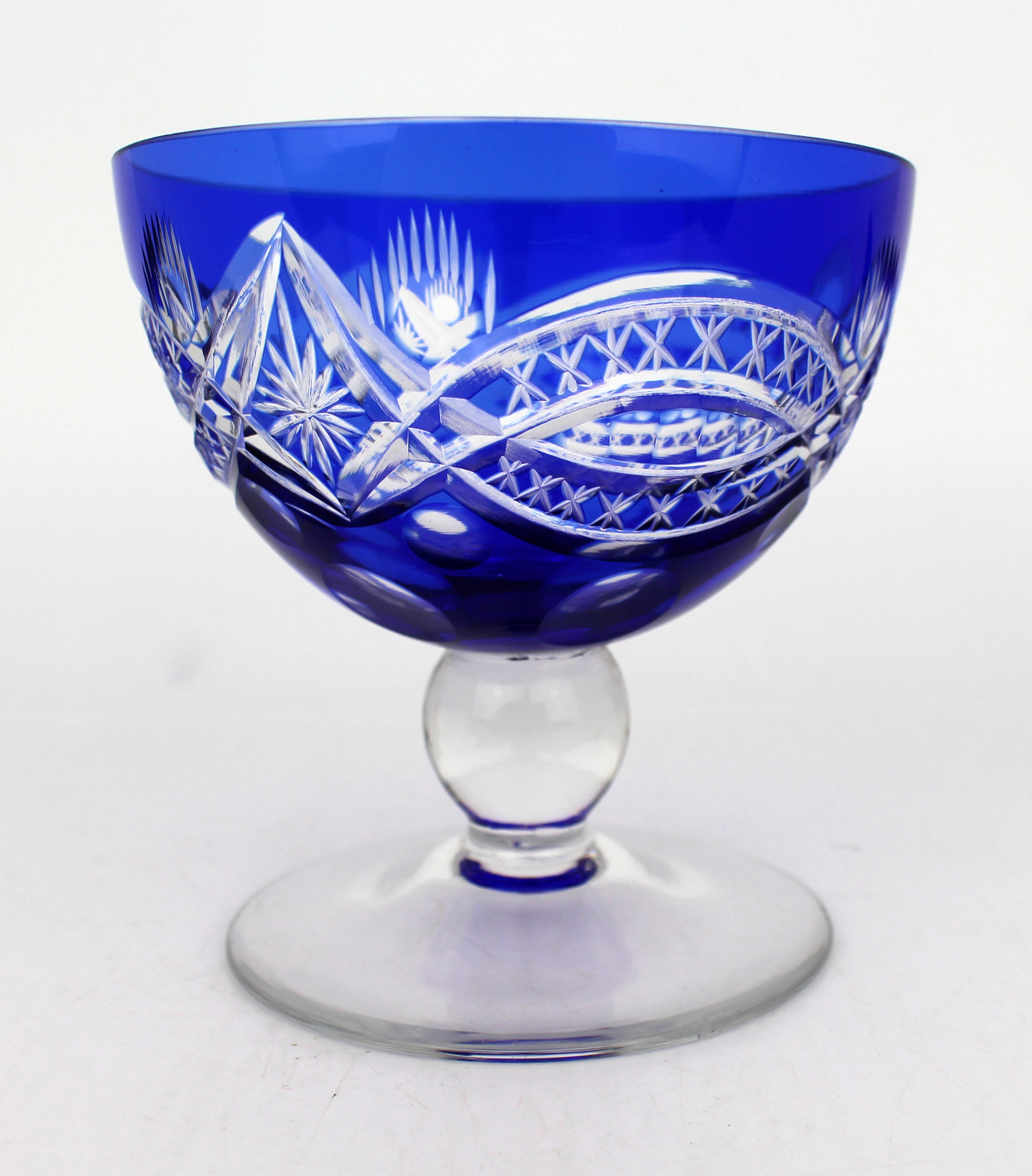 Antique Bohemian Cobalt Blue Overlay Cut Crystal Suite, 27 Pieces – Circa 1910