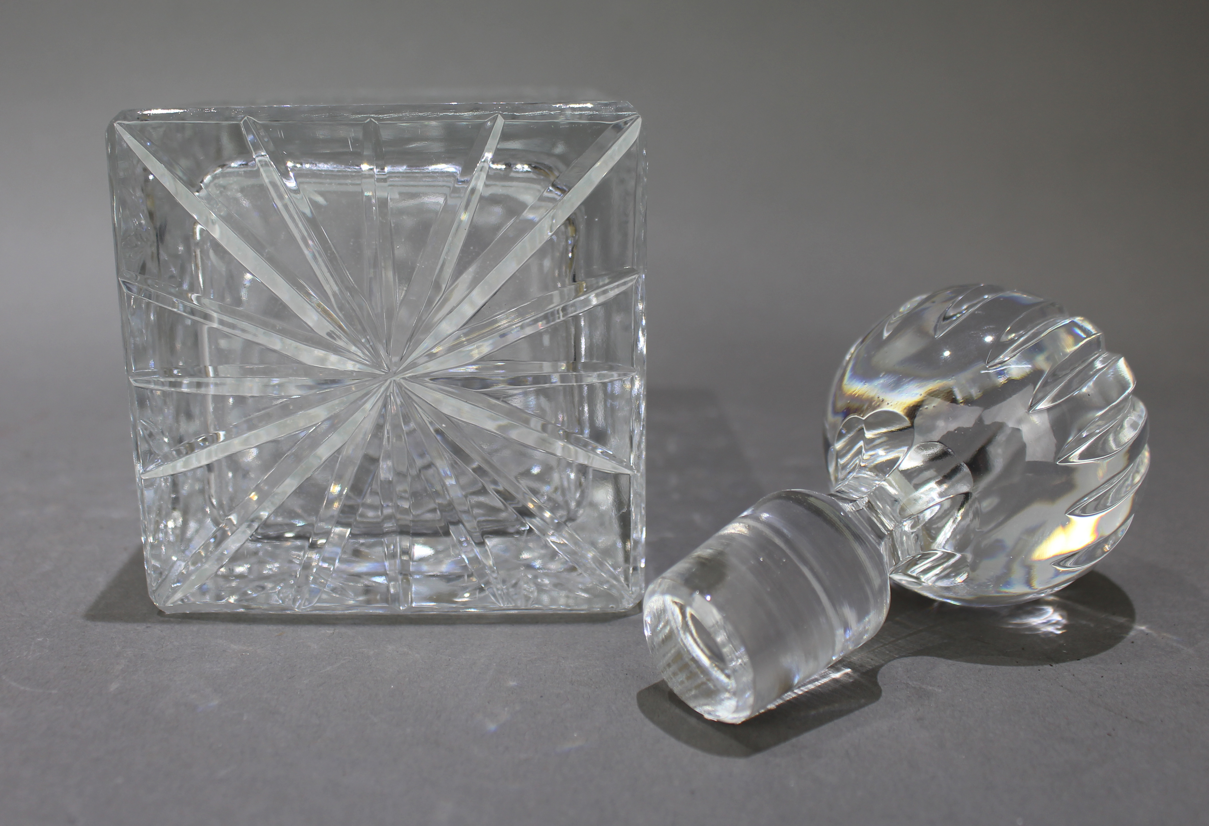Vintage Zawiercie Polish Crystal Square Shaped Spirit Decanter