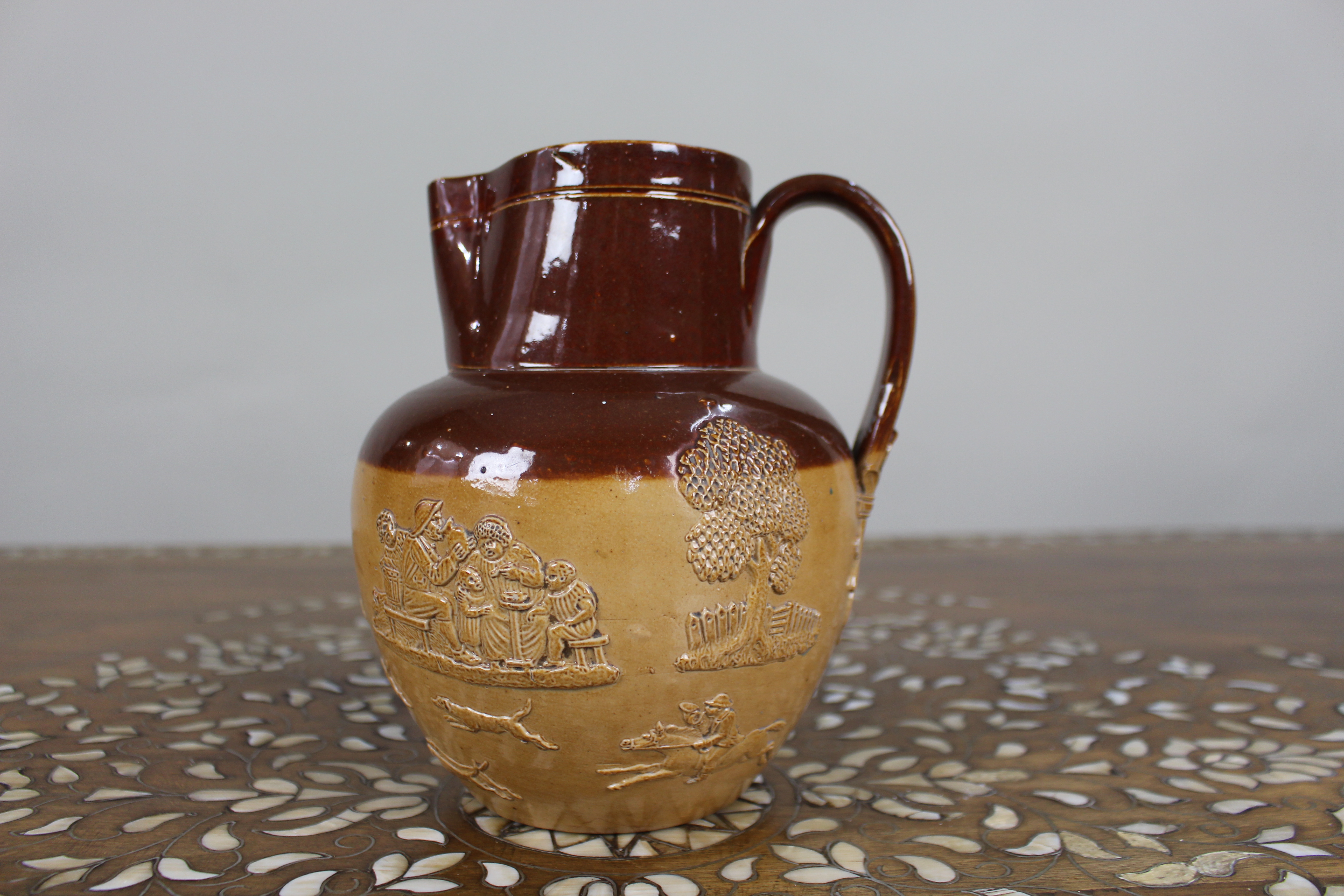 Collection of Three Graduated Doulton Lambeth Stoneware Jugs, c.1900