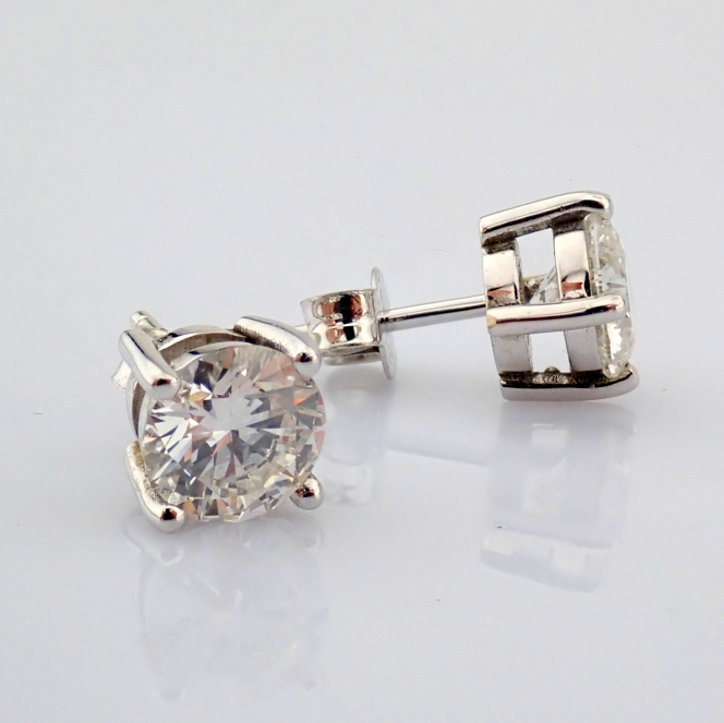 Round Cut Lab-Grown Diamond Earring - 1.89 Total Carat (MDI Certified)