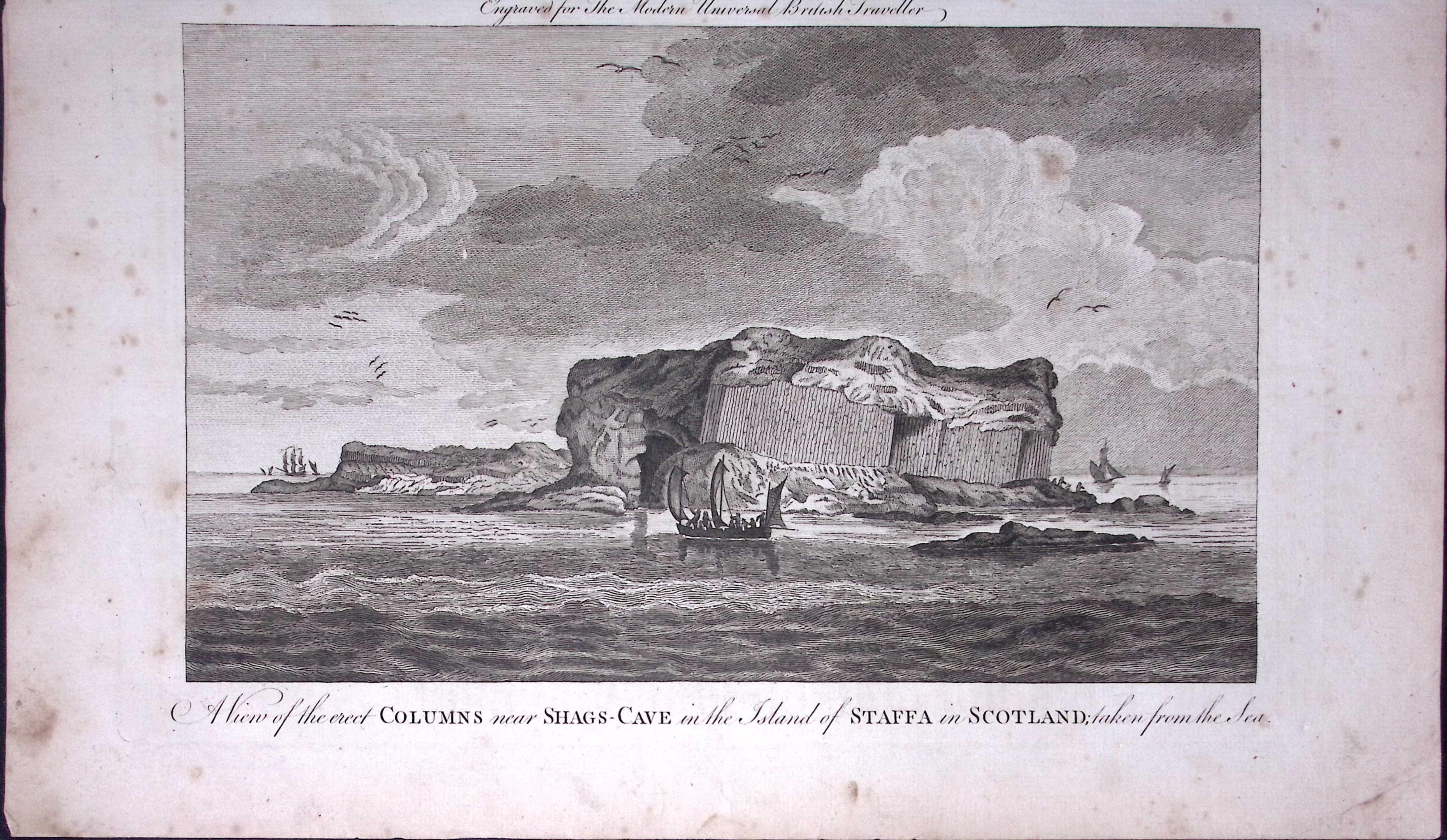 Island of Staffa Scotland Rare Large 247-Year-Old Antique Copperplate Engraving-2-TR