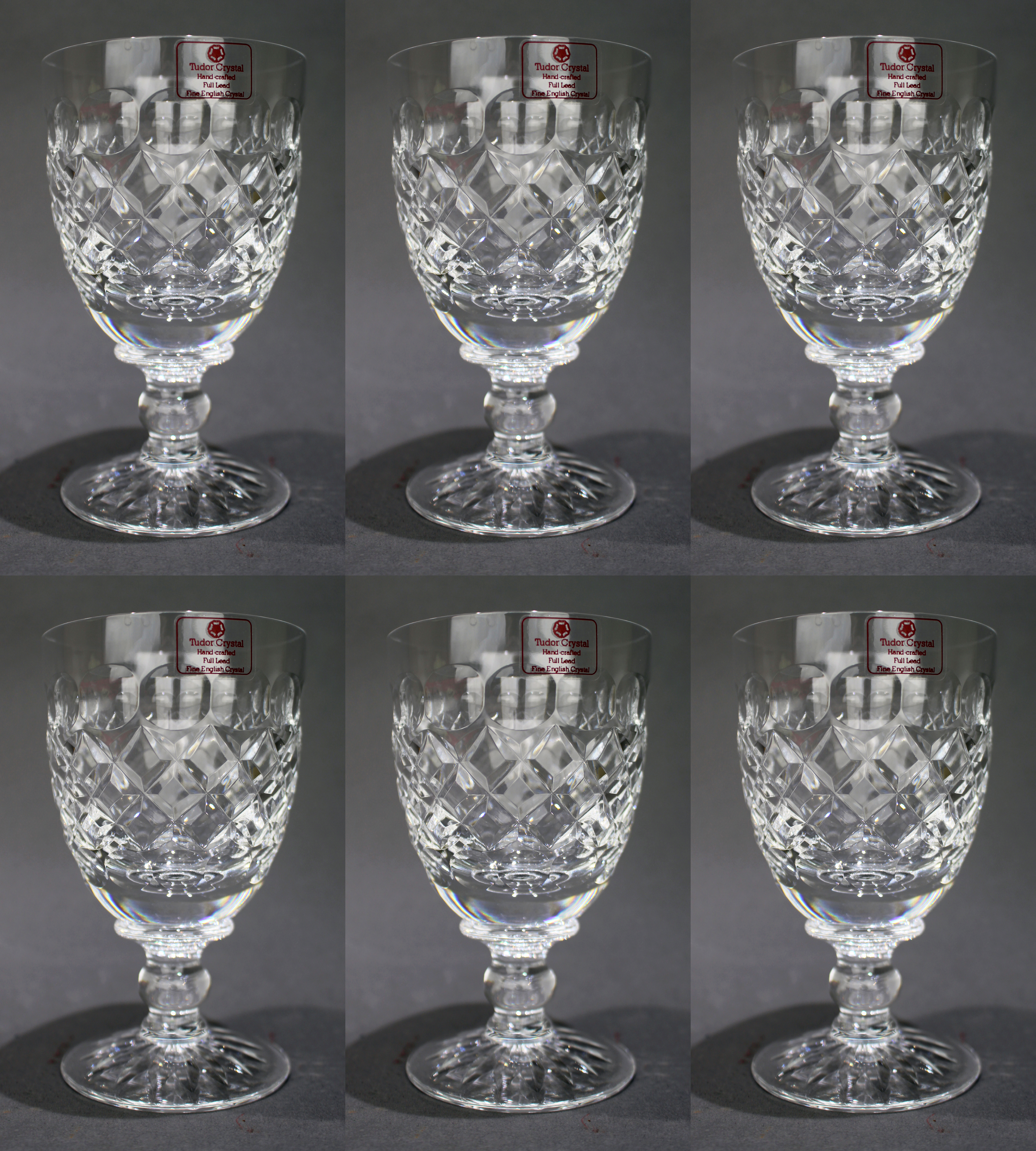 Set of 6 Tudor Crystal "Beaufort" Wine Glasses