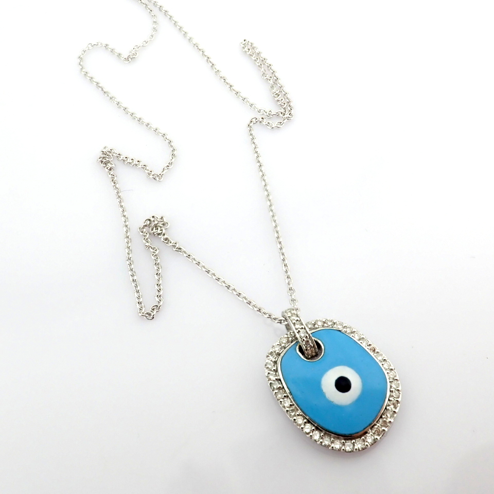 Natural Diamond 18K White Gold Necklace