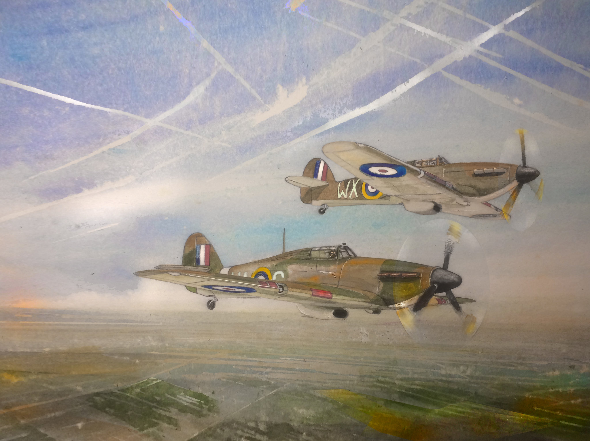 RAF WW2 Hurricanes On a Journey Mission In Europe Large Metal Wall Art