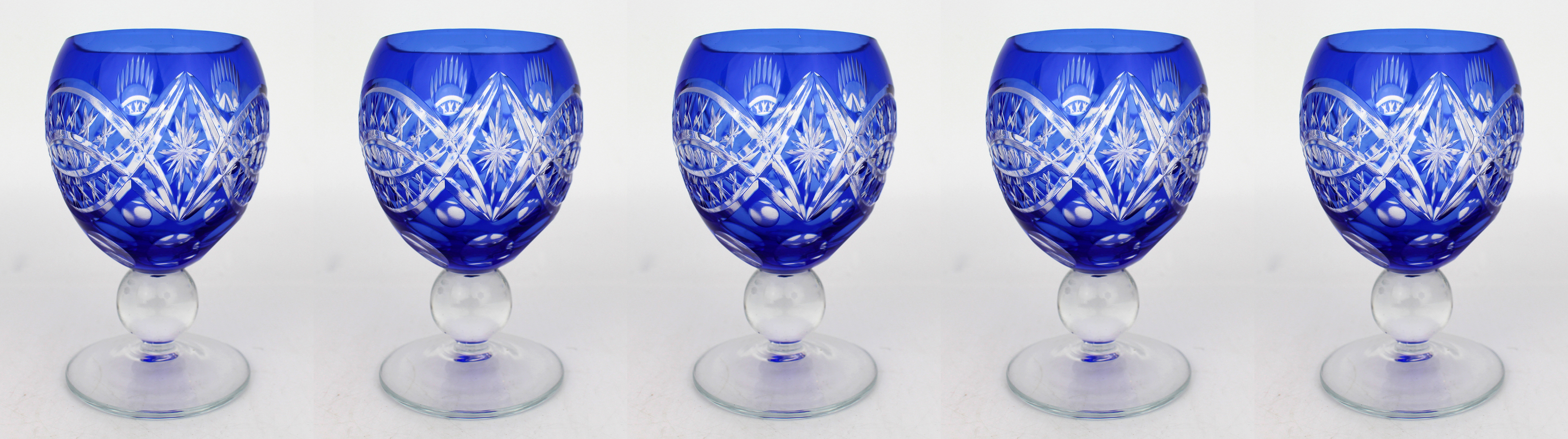 Antique Bohemian Cobalt Blue Overlay Cut Crystal Suite, 27 Pieces – Circa 1910