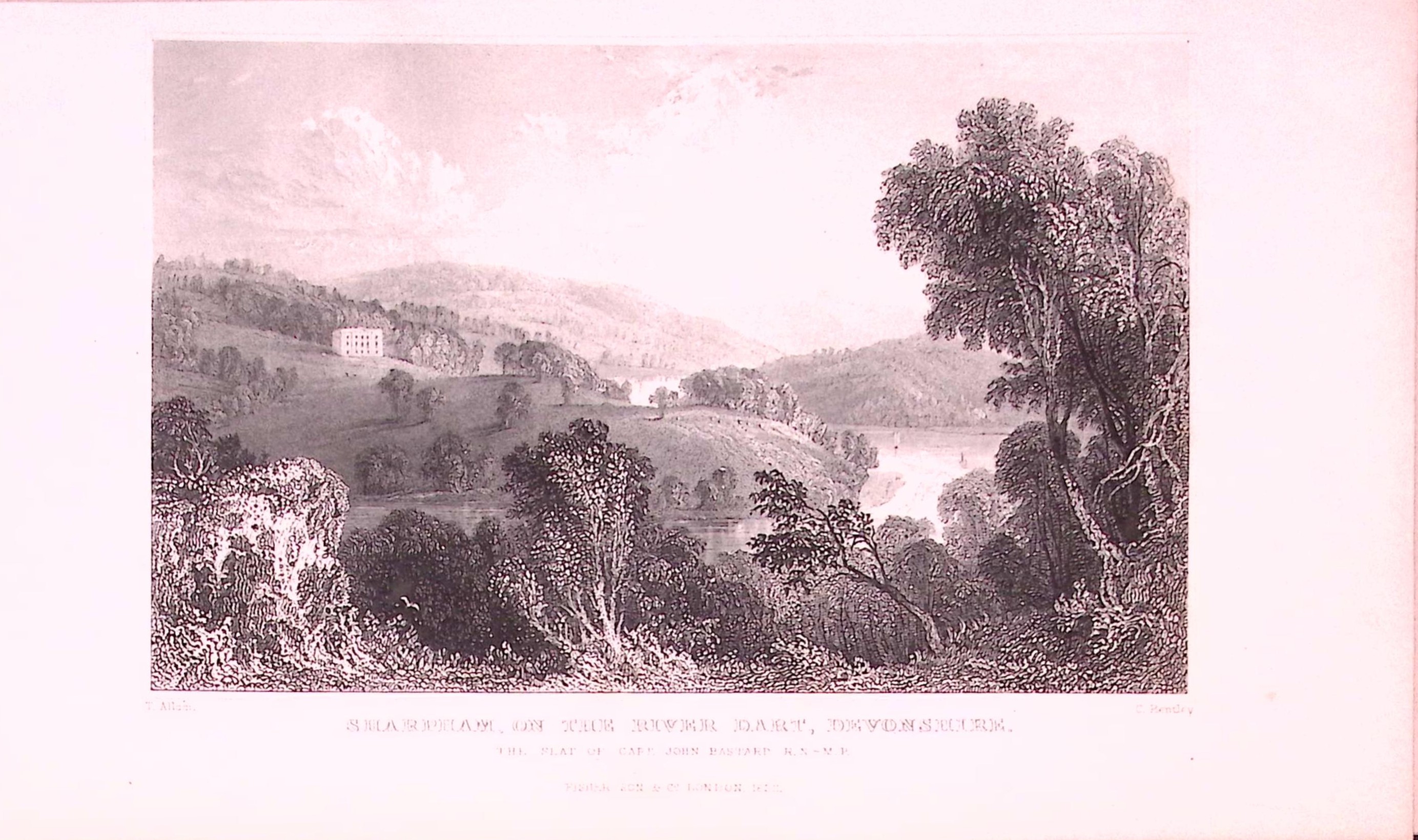 Sharpham on The River Dart Devonshire Antique 197 Years-Old Engraving-27