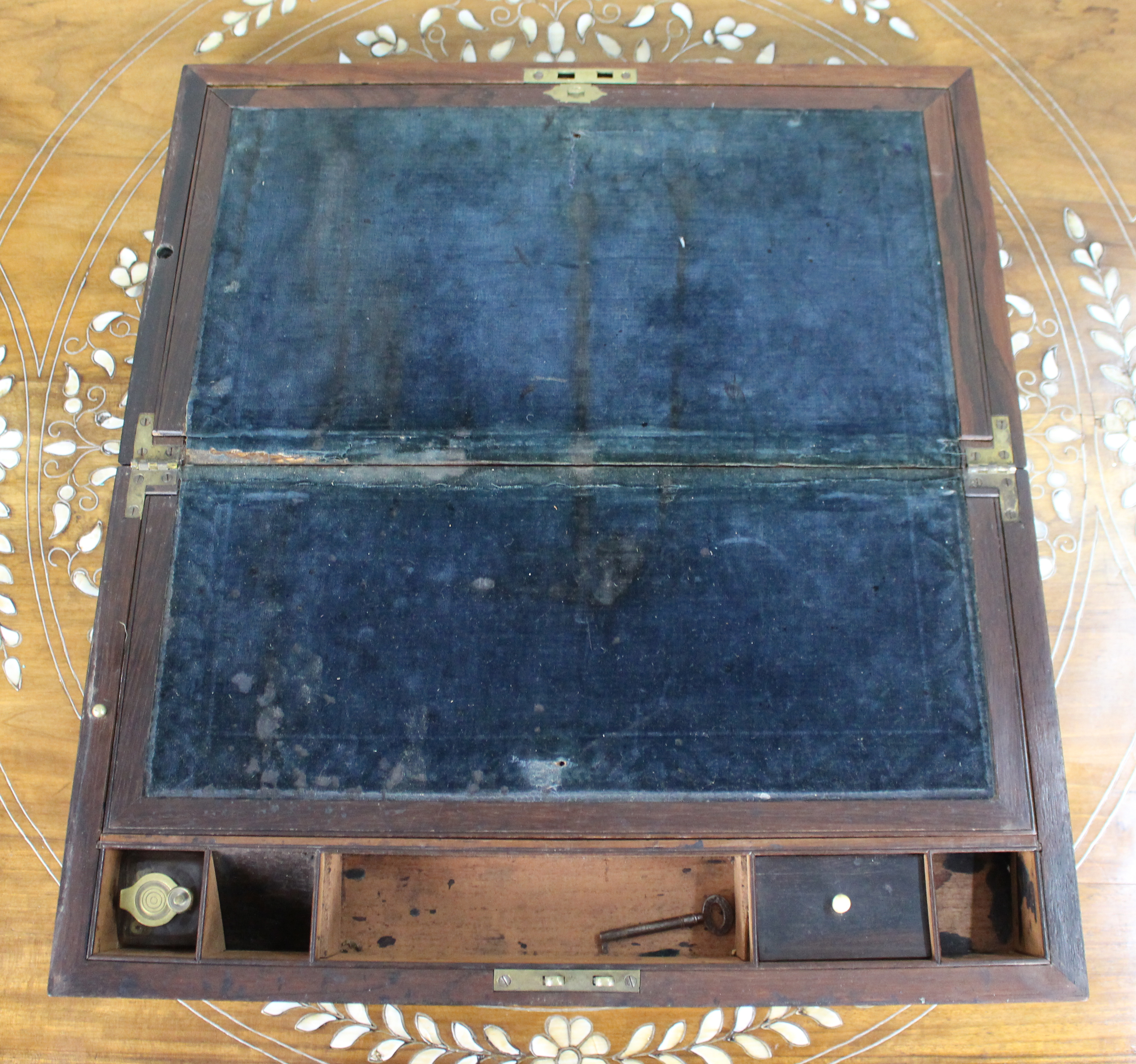 Antique Brass-Bound Rosewood Writing Slope, c.1850