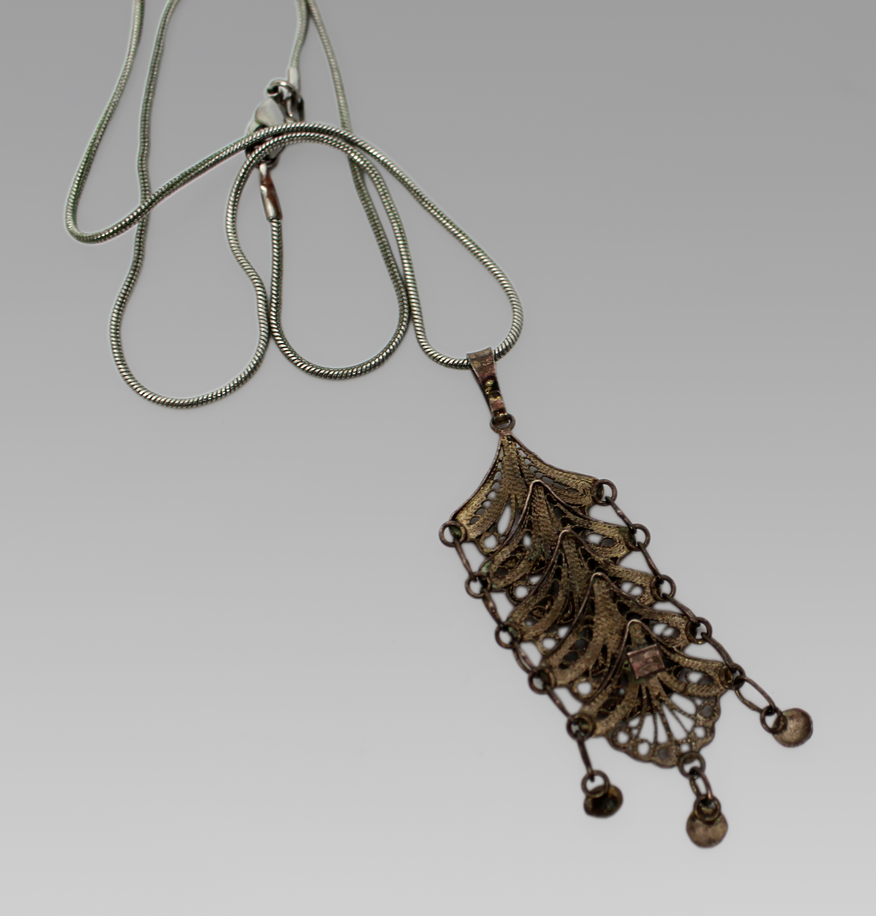 Silver Filigree Pendant on Chain