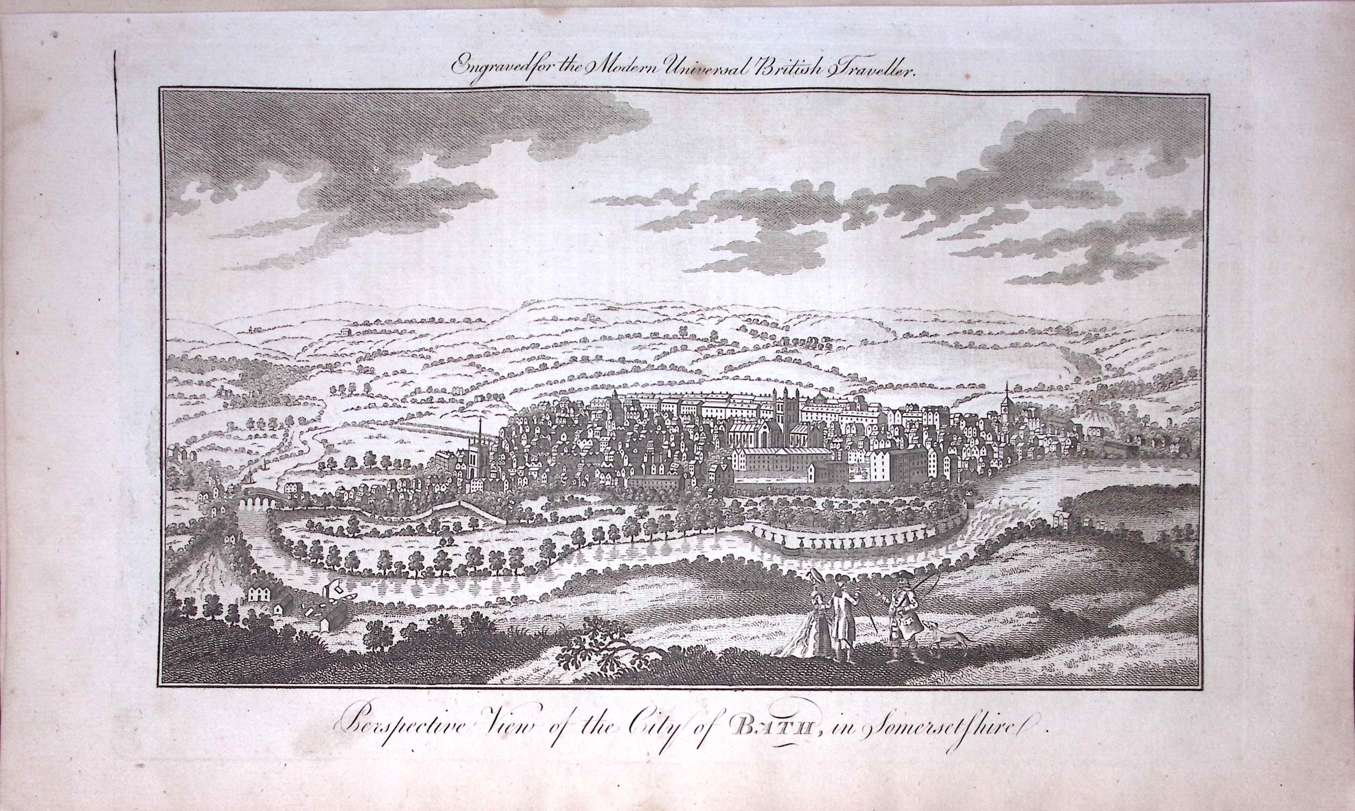The City of Bath Rare Large 247-Year-Old Antique Copperplate Engraving -17-TR