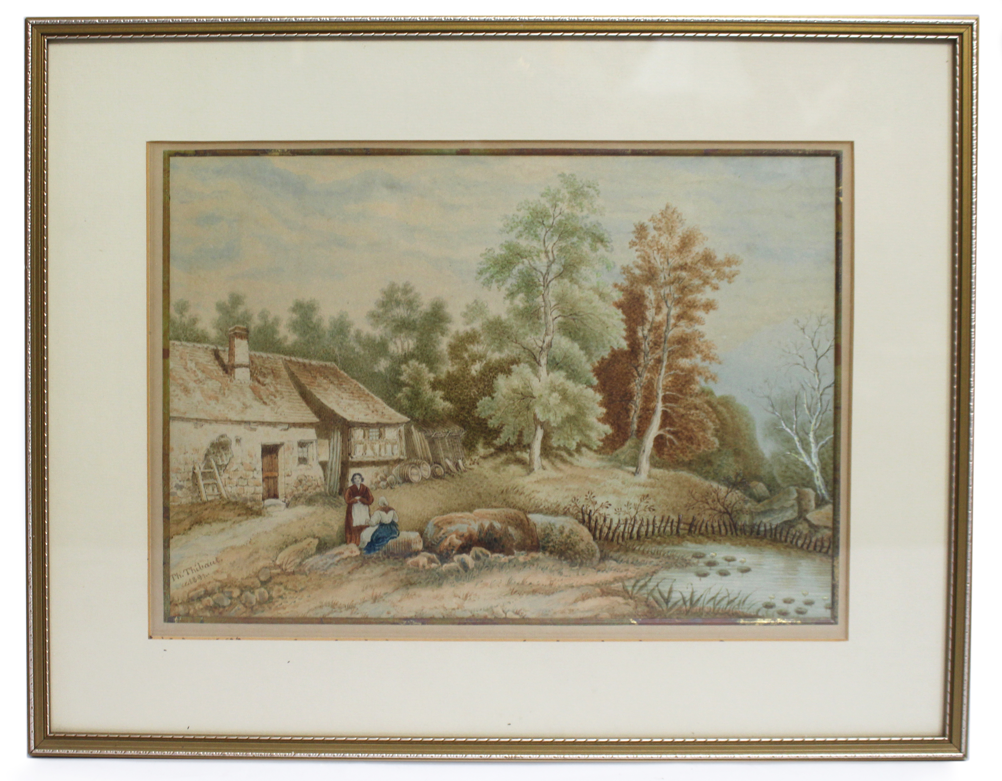 Pair of 19th c. Watercolours by Th.Thibault 1891