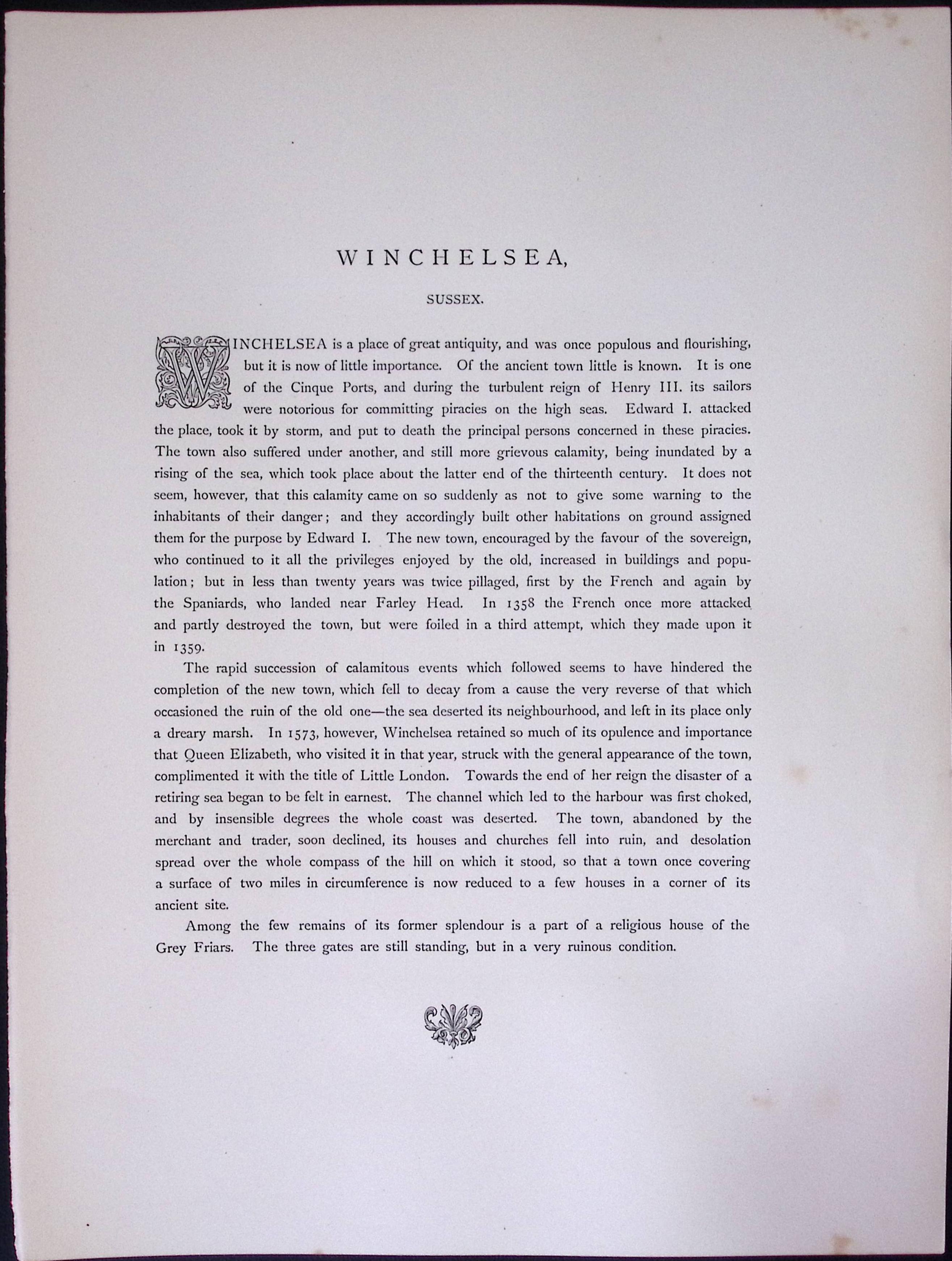J.M.W Turner Rare “Winchelsea Sussex” 1873 Picturesque Views in England-77