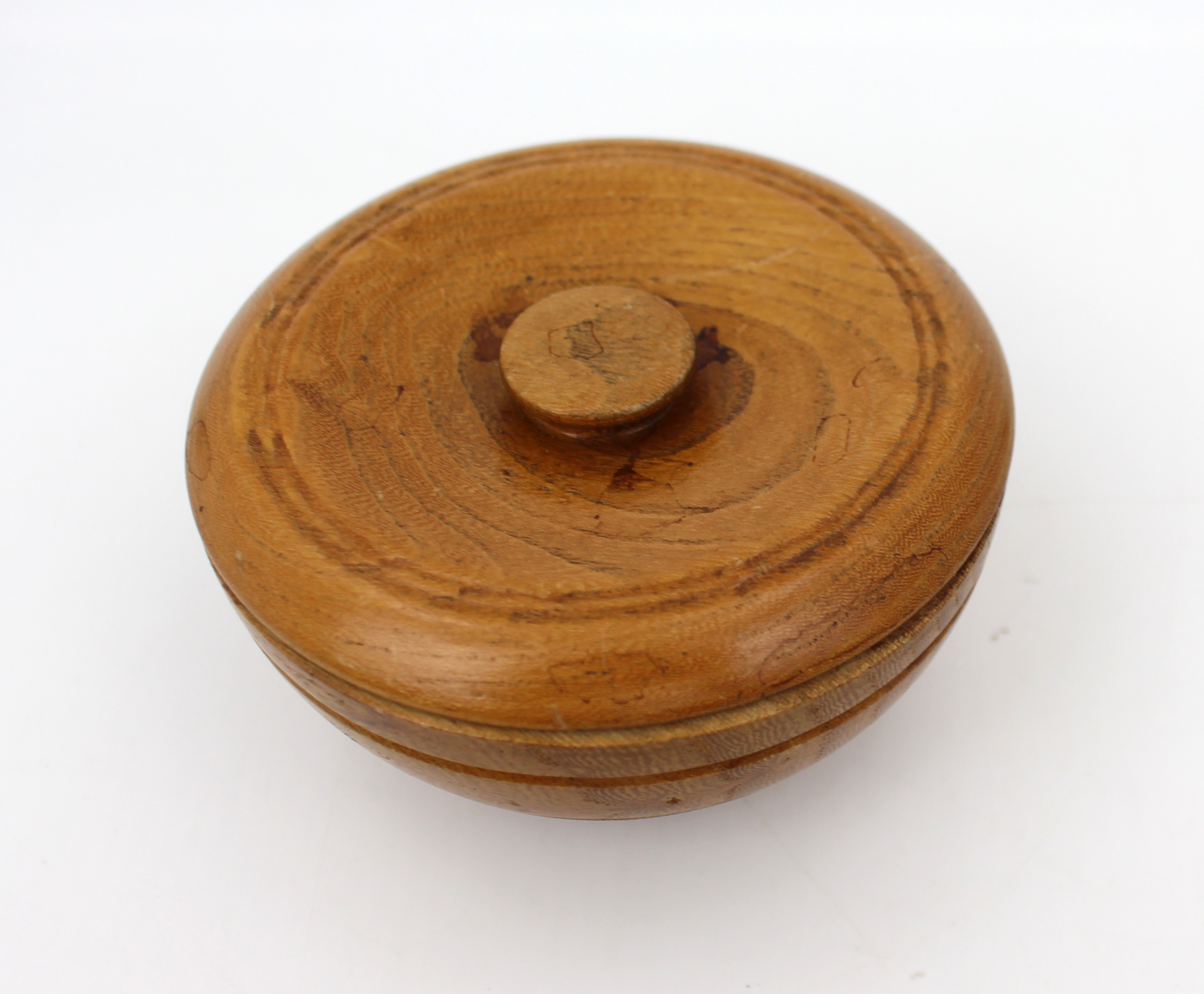 Small Turned Wooden Lidded Pot – Signed 'Atkinson'