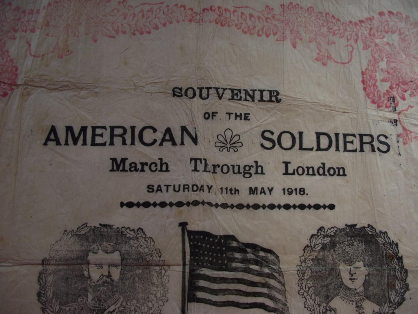 Souvenir Napkin - American Soldiers March Through London Saturday 11th May 1918