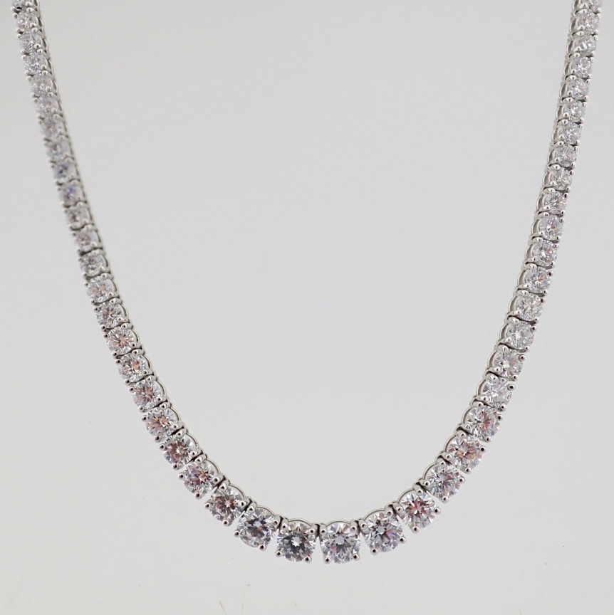 Round Cut Lab-Grown Diamond Tennis Necklace - 16.9 Total Carat (MDI Certified)