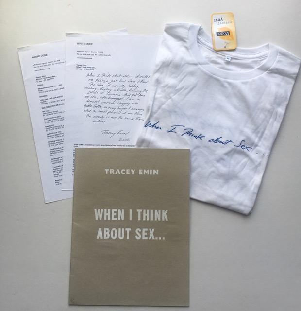 Tracy Emin (b1963)‘When I Think About Sex’ White Cube Exhibition T-Shirt and Catalogue, Signed, 2005