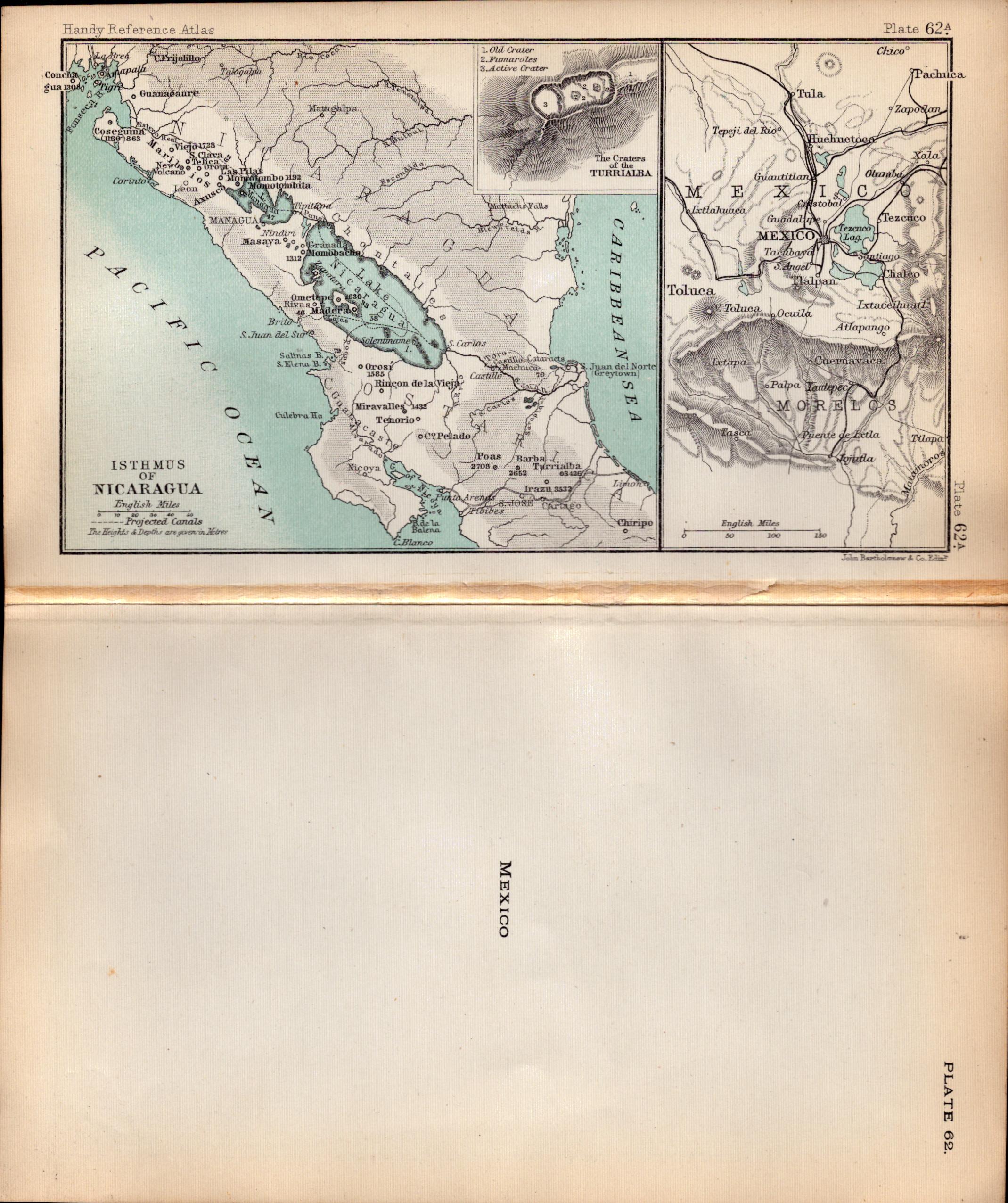 Mexico Double Sided Victorian Antique 1896 Map.
