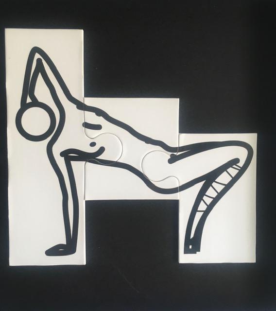 Julian Opie (1958) ‘This Is Shahnoza’ In 3 Parts, Wooden Maquettes, Framed, 2008
