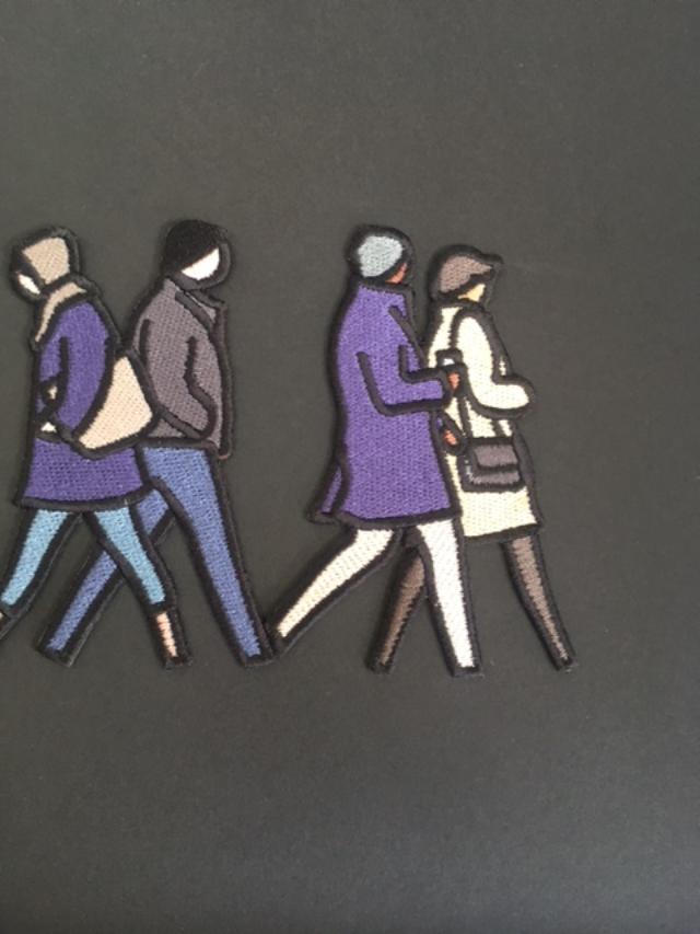 Julian Opie (1958-) ‘London Couples’, Embroidered Figurines On Board, Framed, 2021