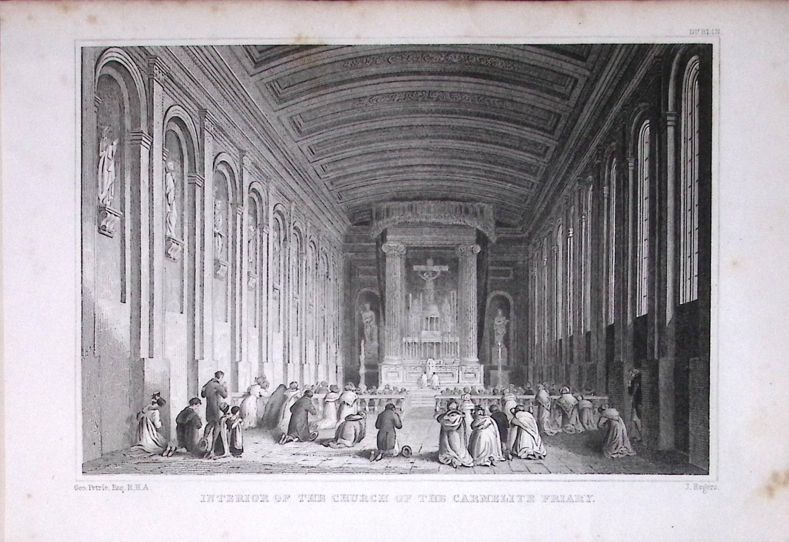 Dublin Church Of The Carmelite Friary 194 Years Old Antique Steel Engraving-23