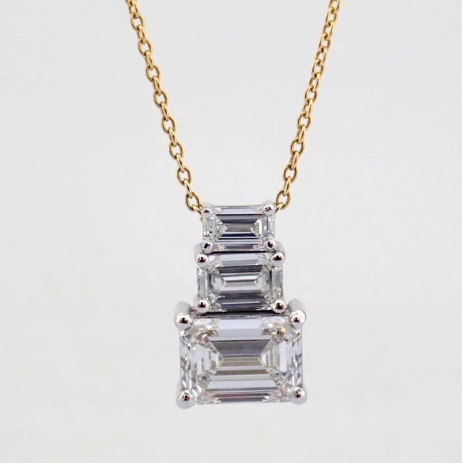 Emerald Cut Lab-Grown Diamond Necklace - 3.06 Total Carat (IGI Certified)