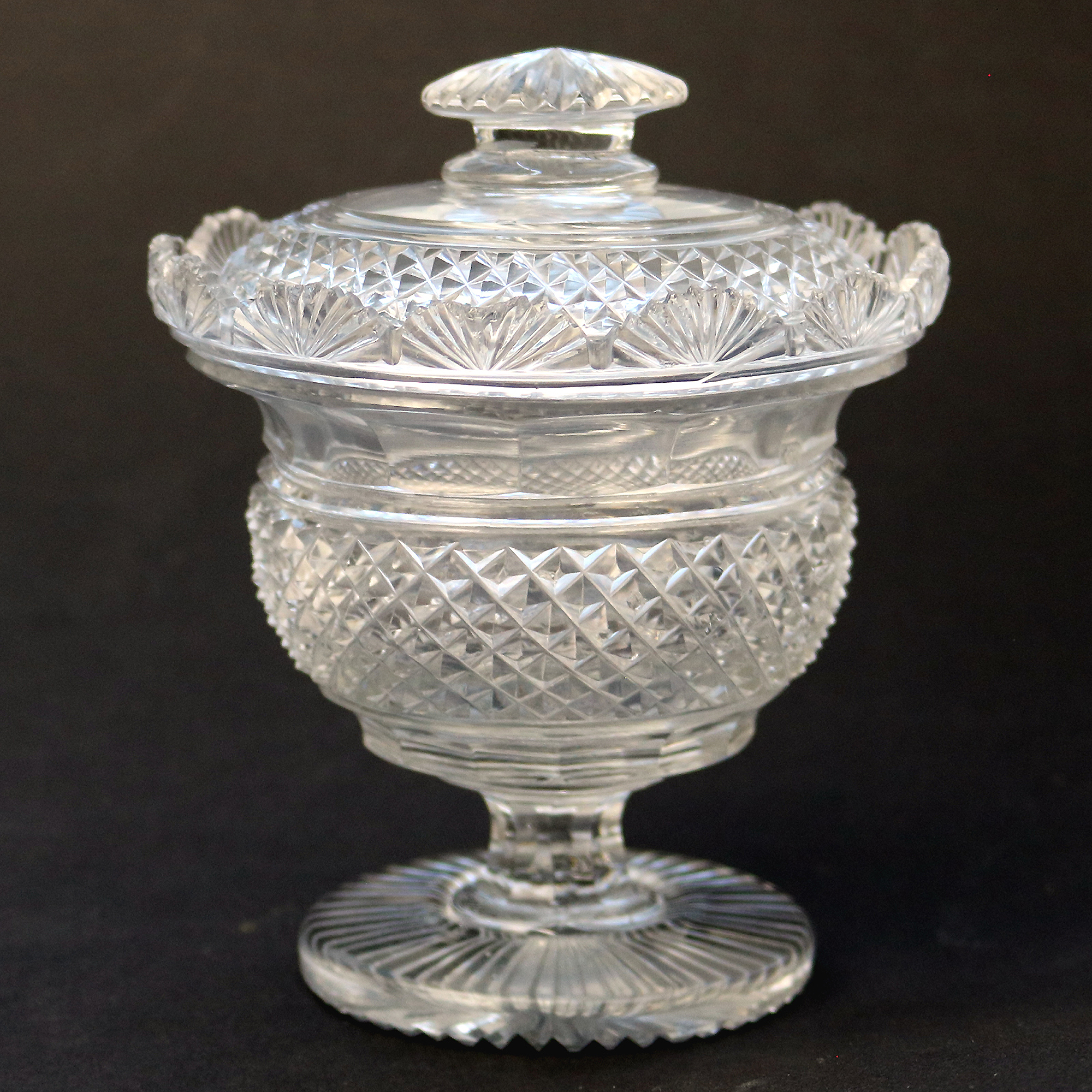 A Superb Antique Late Georgian Irish Cut Glass Bonbonniere C.early 19thC