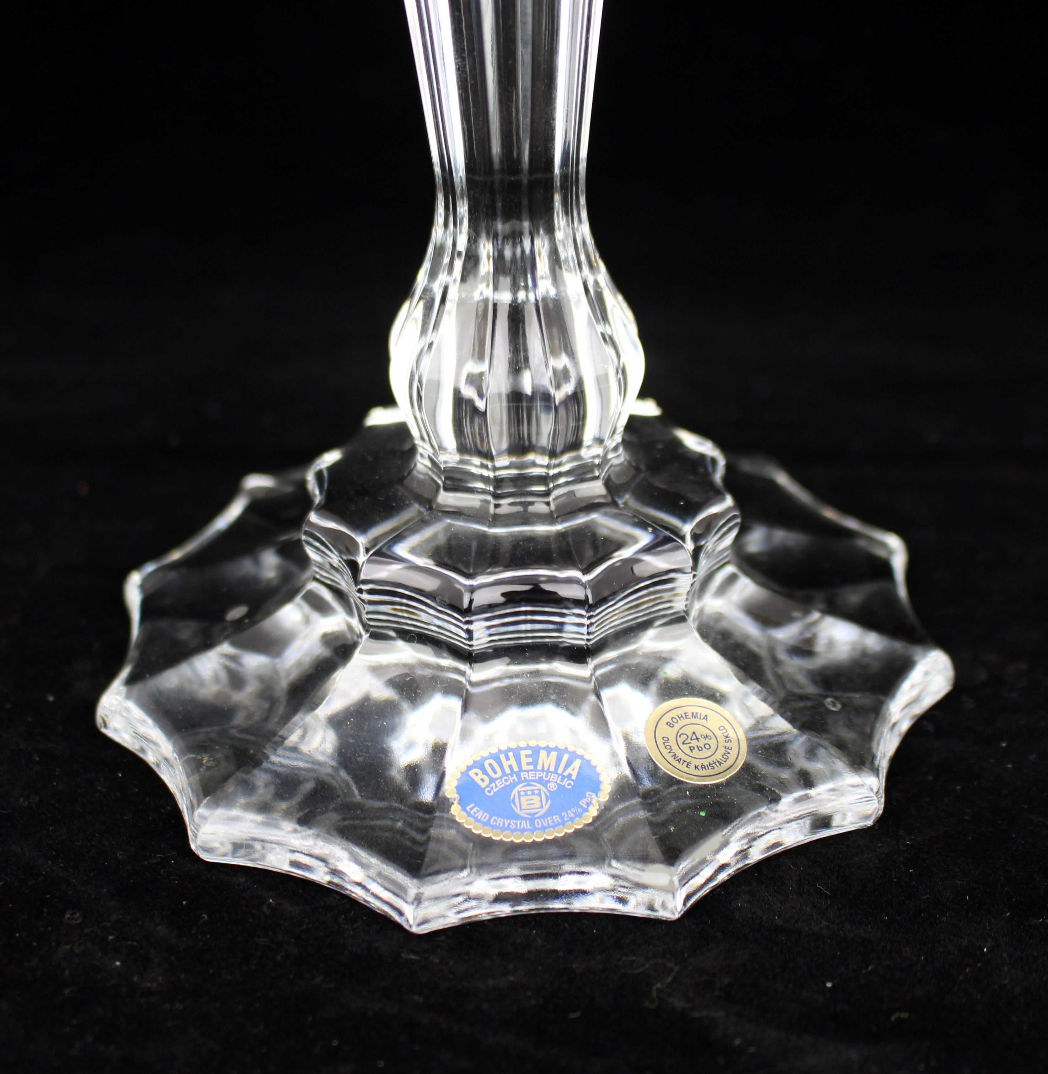 Fine Pair of Bohemia Lead Crystal Candlesticks