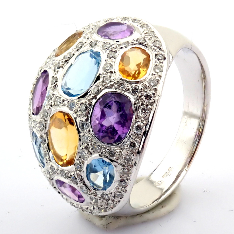 Natural Diamond 18K White Gold Ring