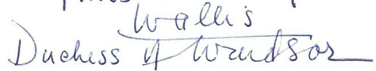 Royalty Duchess of Windsor (Wallis Simpson) two embossed cards handwritten in biro note from the