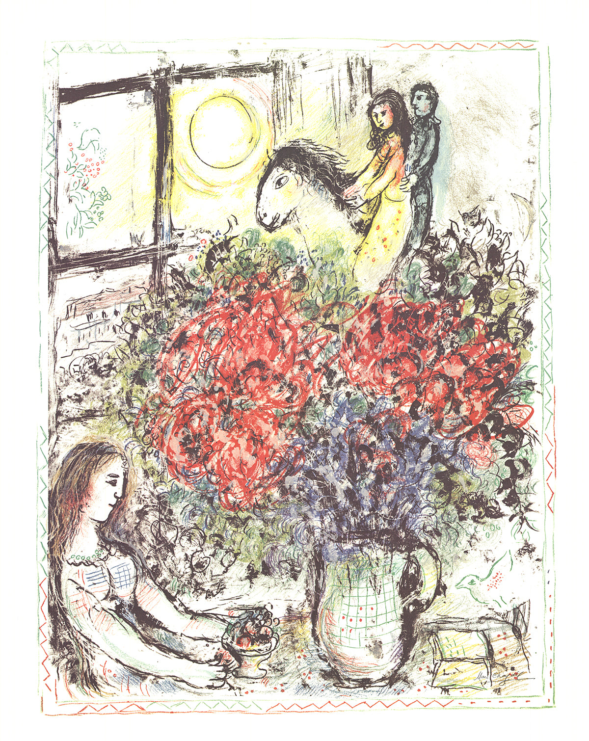 Marc Chagall 'La Chevauchee (1979) With Text