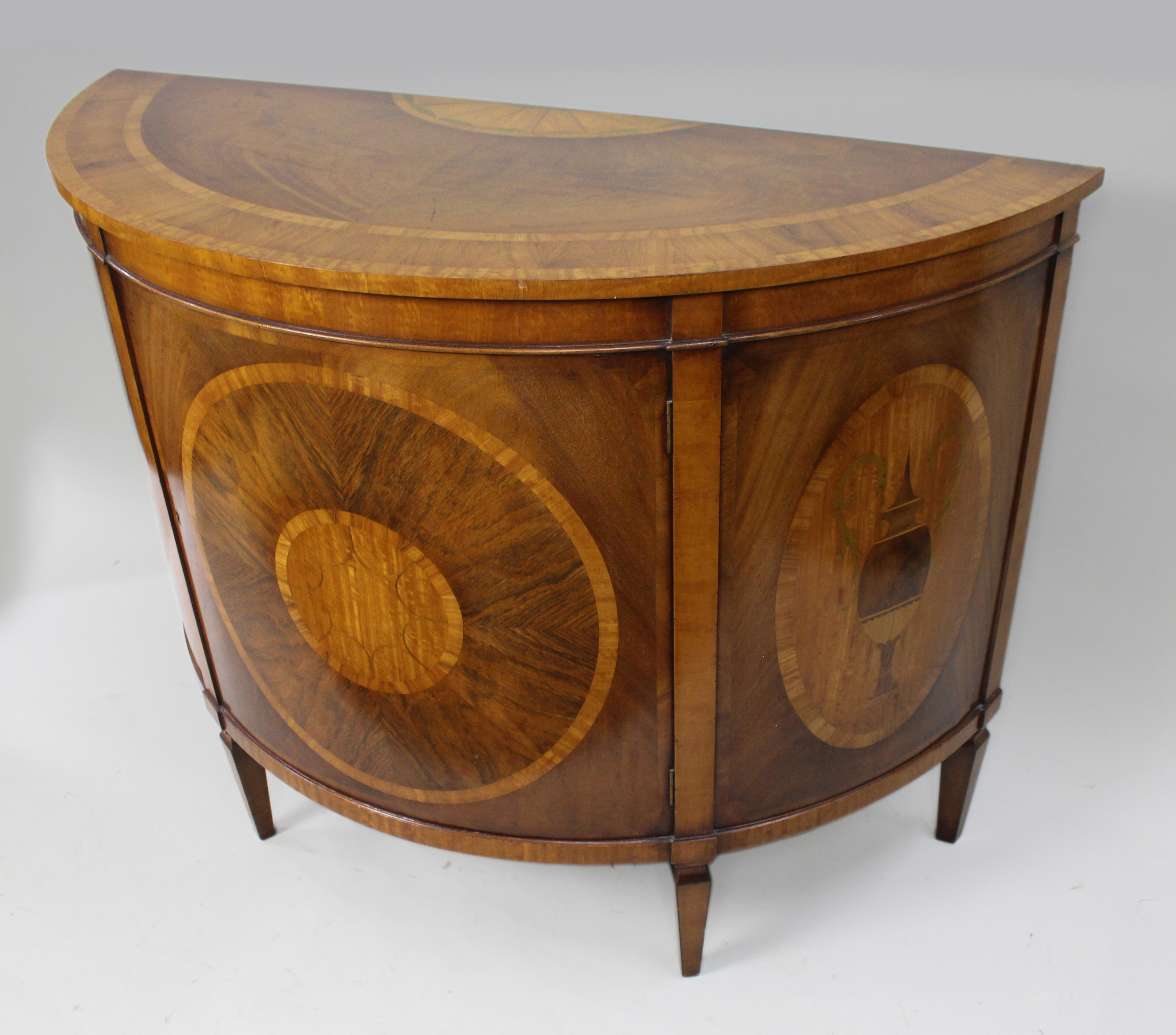 Elegant Neoclassical Style Inlaid Demilune Cabinet