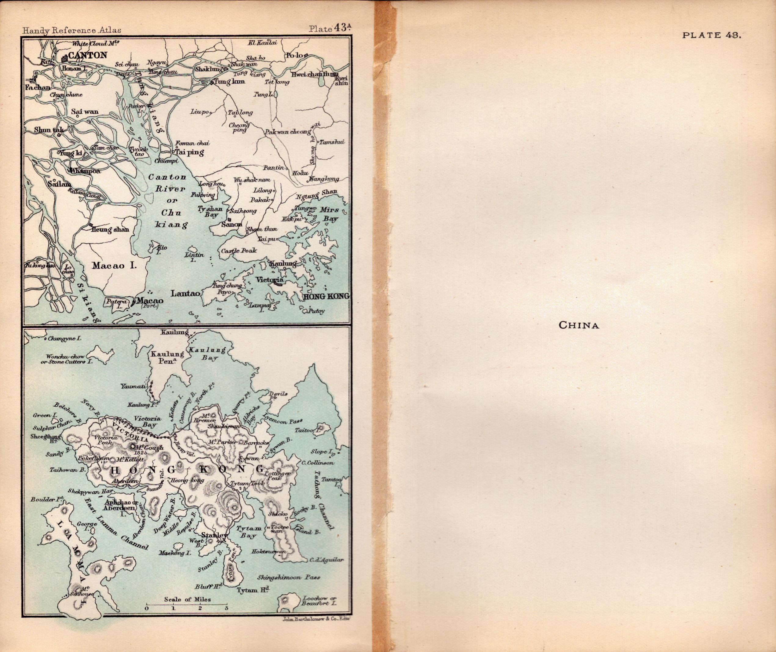 China Area Double Sided Coloured Antique 1896 Map.