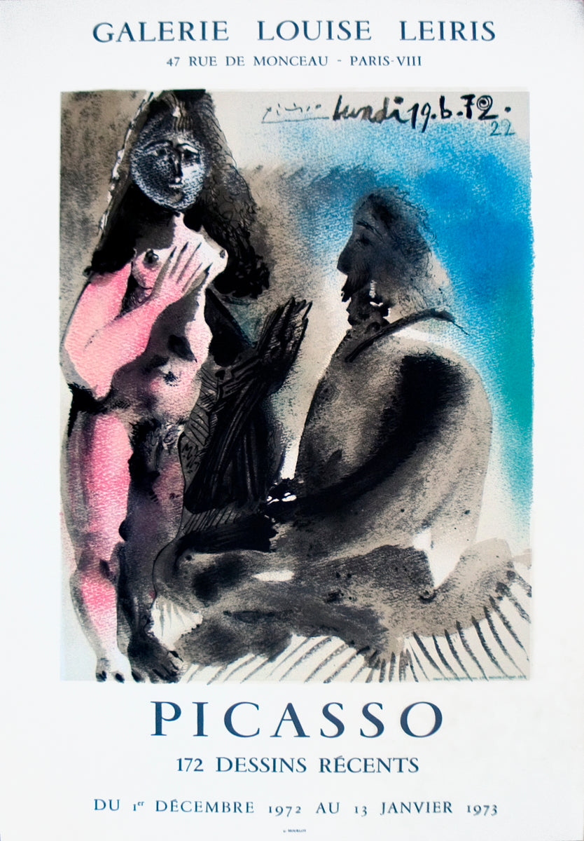 Pablo Picasso Very Rare Original 1972 Exhibition Poster '172 Dessins Recents' Cert.
