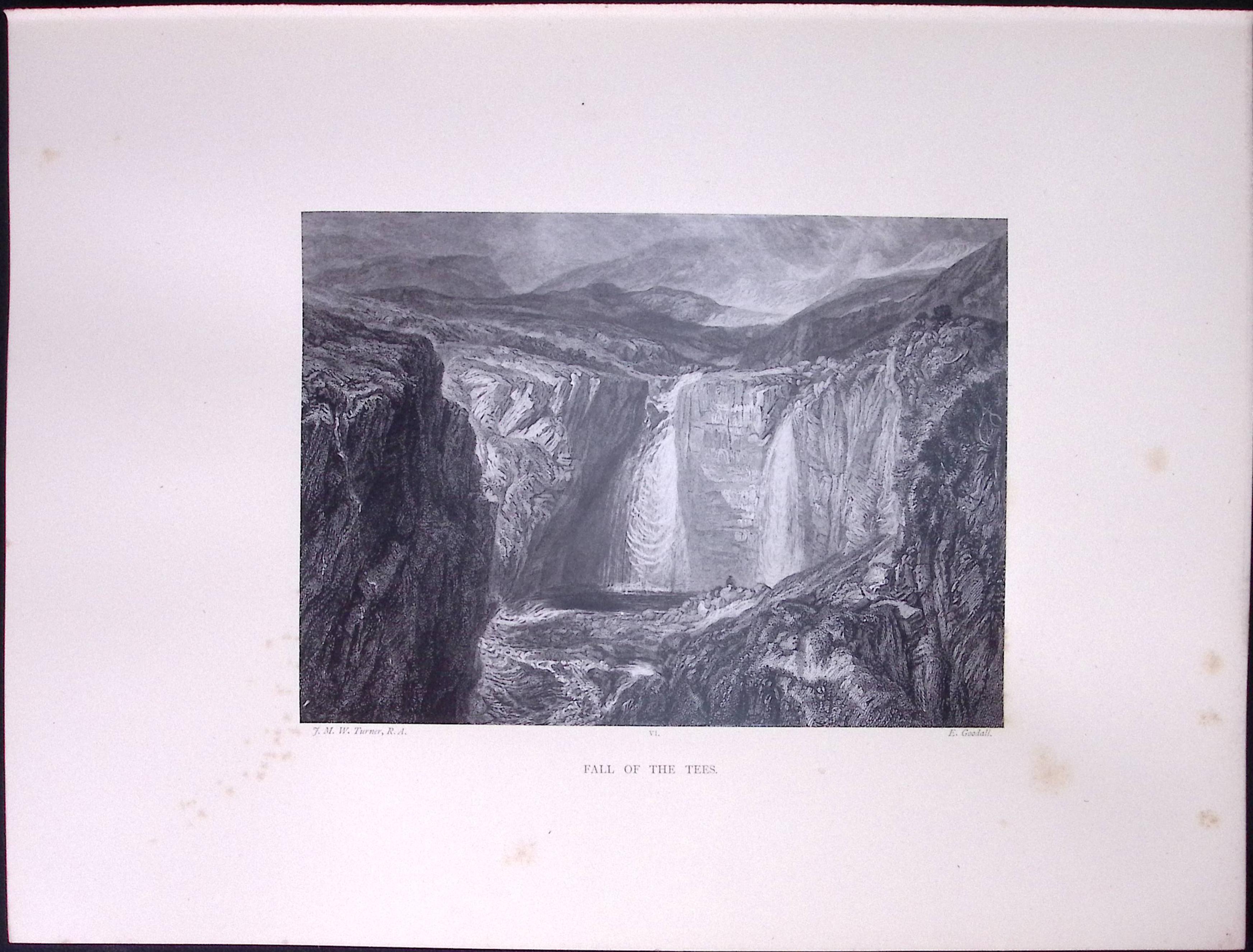 J.M.W Turner Rare “Fall of The Tees Yorkshire” 1873 Picturesque Views in England-46