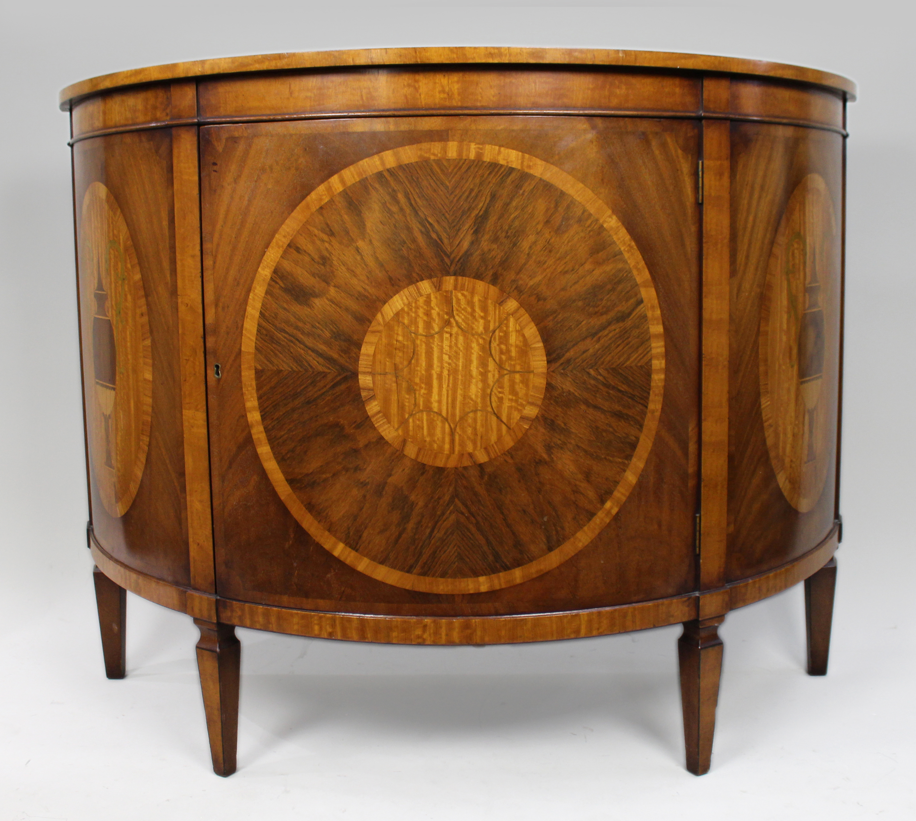 Elegant Neoclassical Style Inlaid Demilune Cabinet