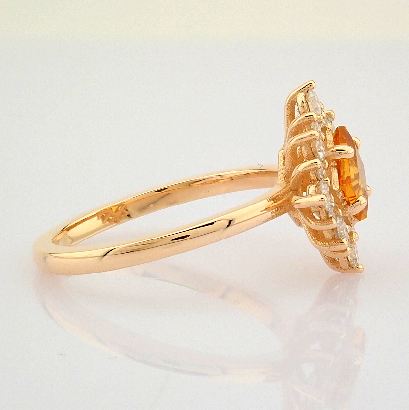 Certificated 14K Rose/Pink Gold Diamond & Citrin Ring (Total 0.97 ct Stone)
