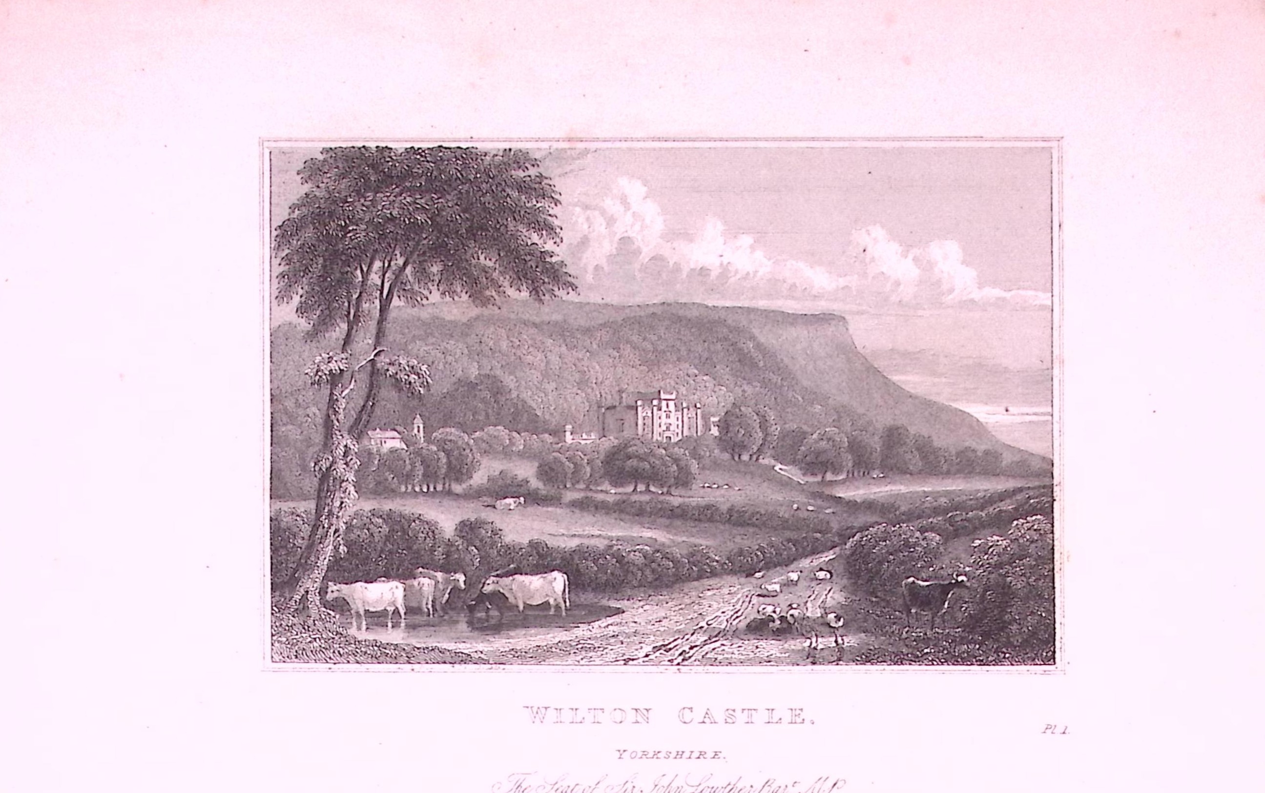 Wilton Castle Redcar Yorkshire Antique 197 Years-Old Engraving-11