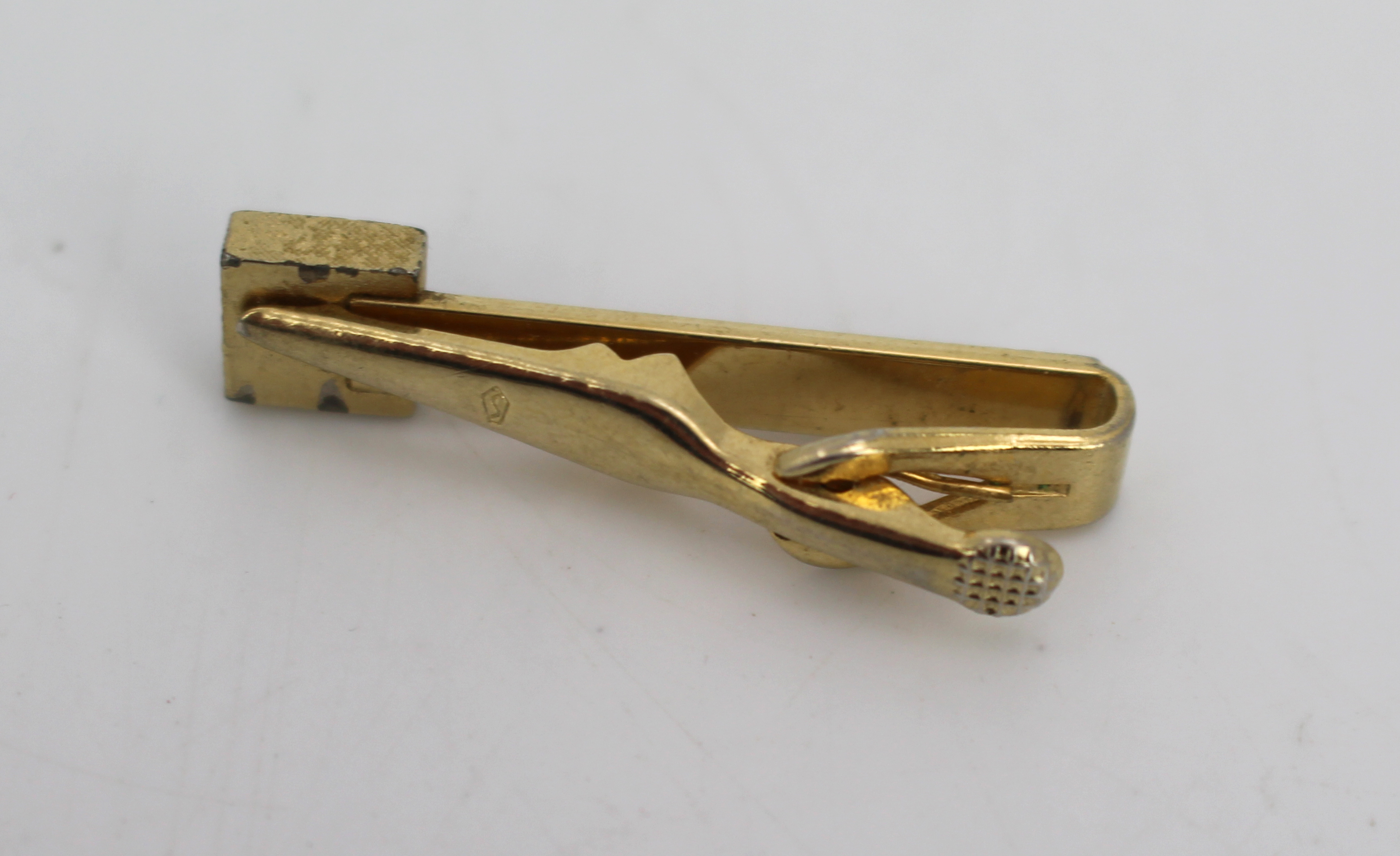 Vintage Gold Plated Jade Tie Clip